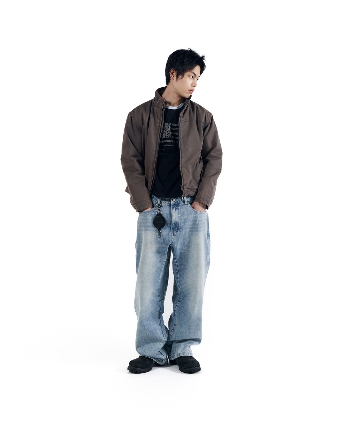 아캄(AAKAM) Stitched Baggy Denim Pants (Blue)