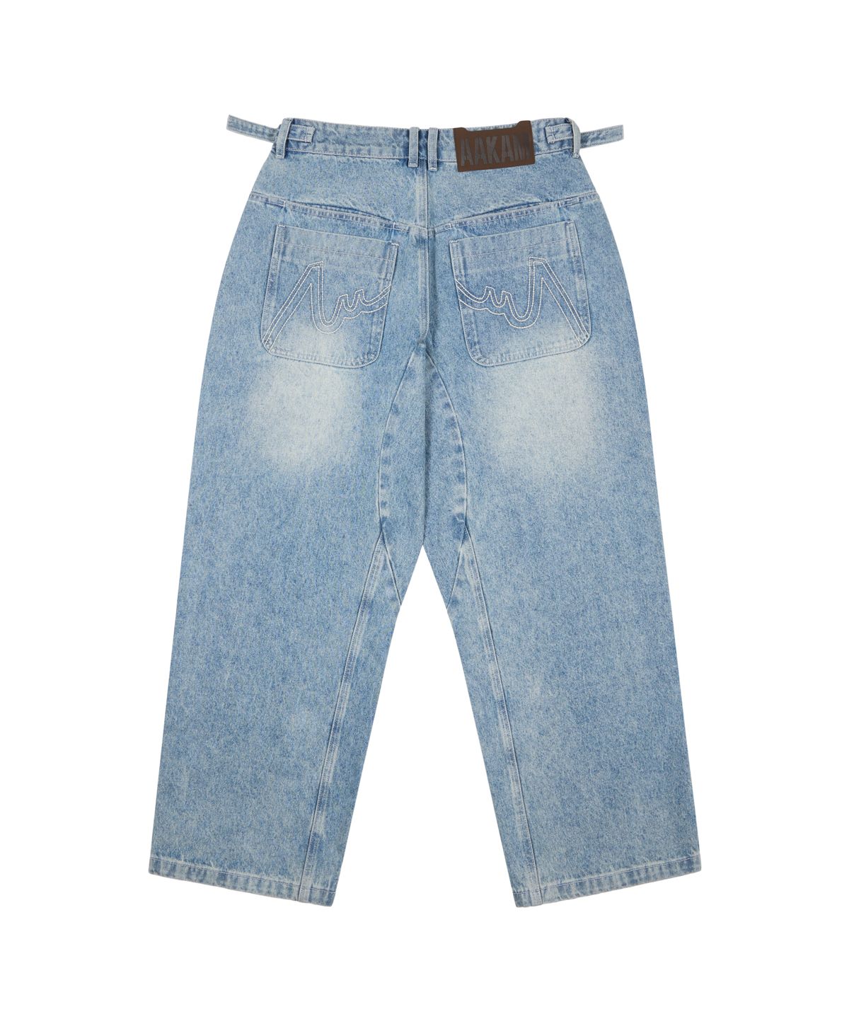 아캄(AAKAM) Stitched Baggy Denim Pants (Blue)