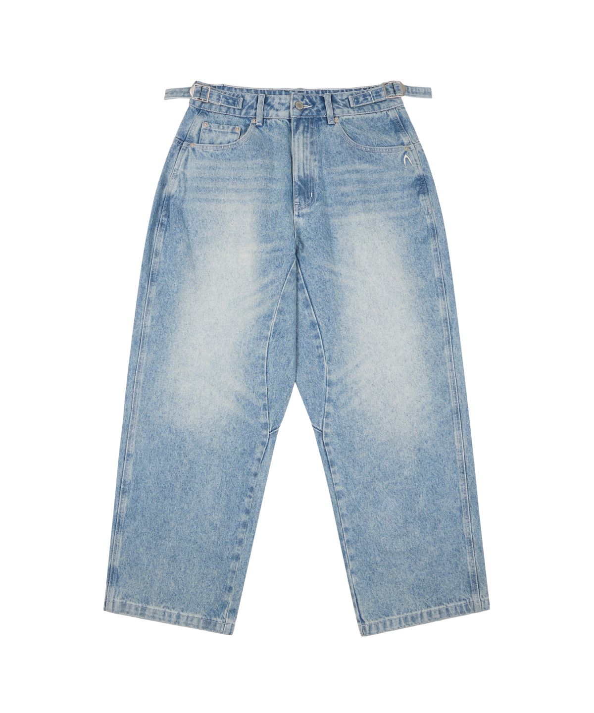 아캄(AAKAM) Stitched Baggy Denim Pants (Blue)
