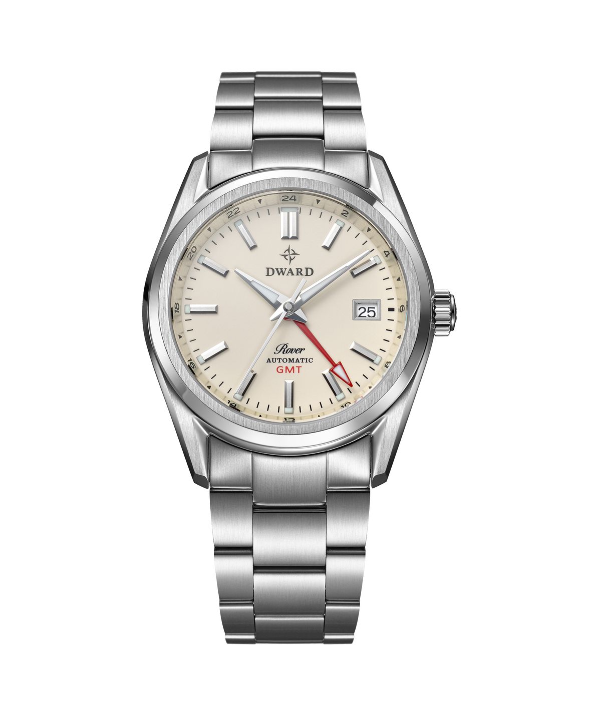 디워드(DWARD) DW-308 GMT ROVER Ivory Moon 남자 메탈 오토매틱 손목 시계
