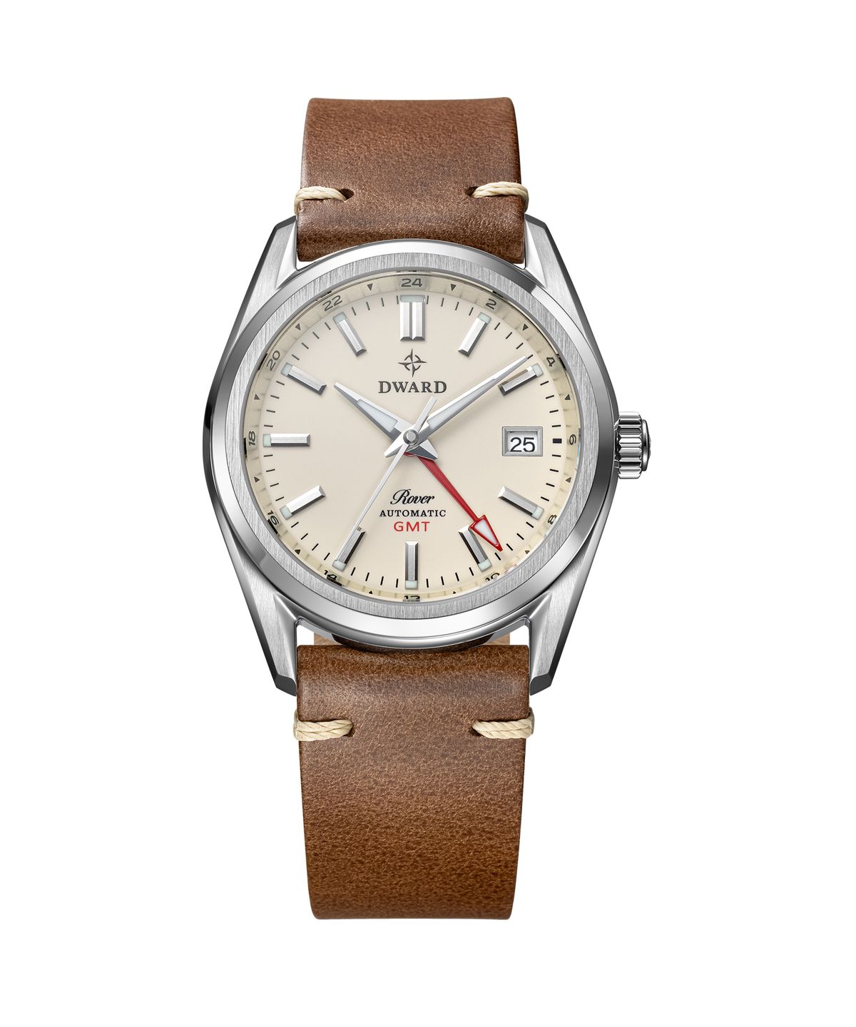 디워드(DWARD) DW-308 GMT ROVER Ivory Moon 남자 메탈 오토매틱 손목 시계