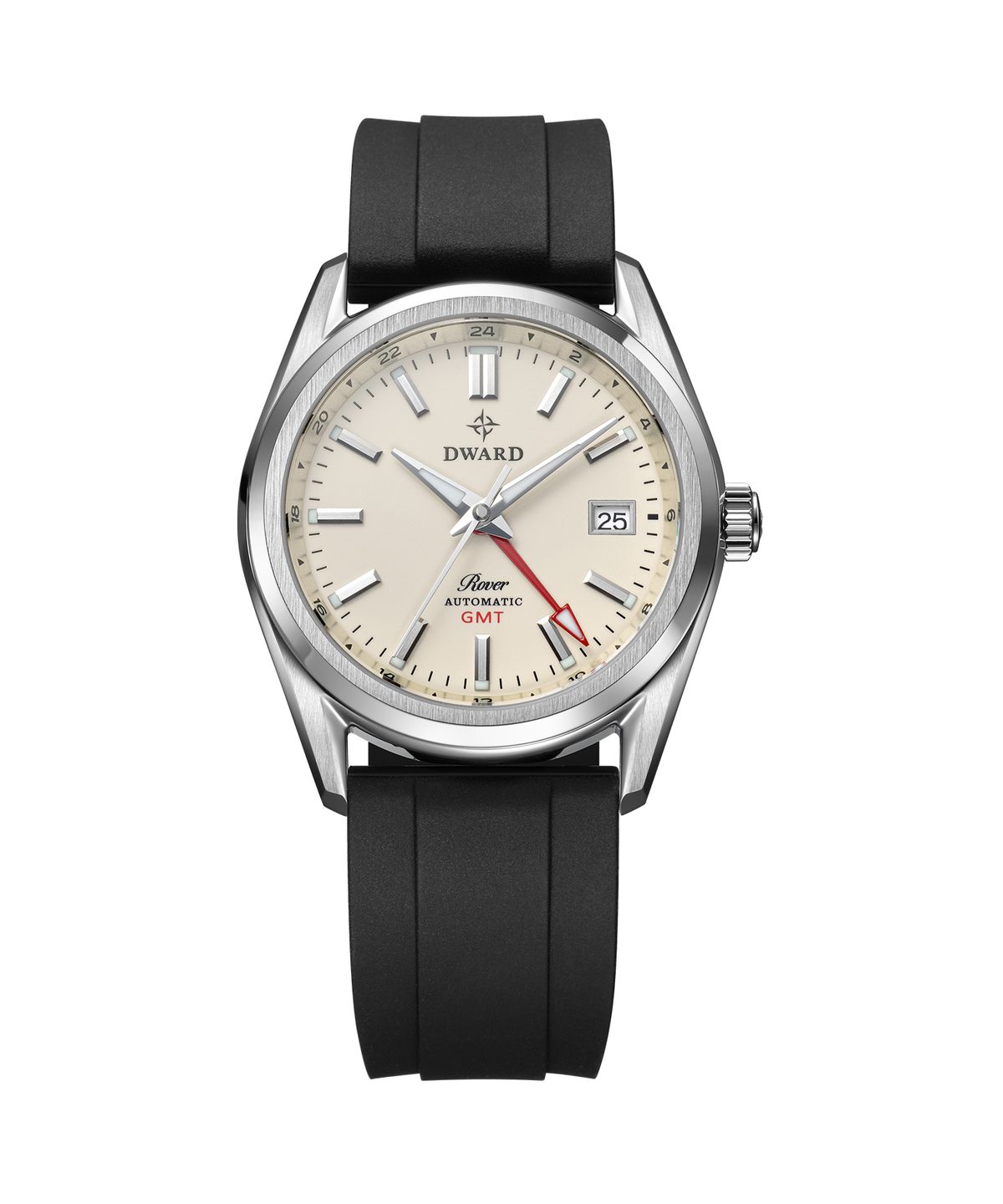 디워드(DWARD) DW-308 GMT ROVER Ivory Moon 남자 메탈 오토매틱 손목 시계