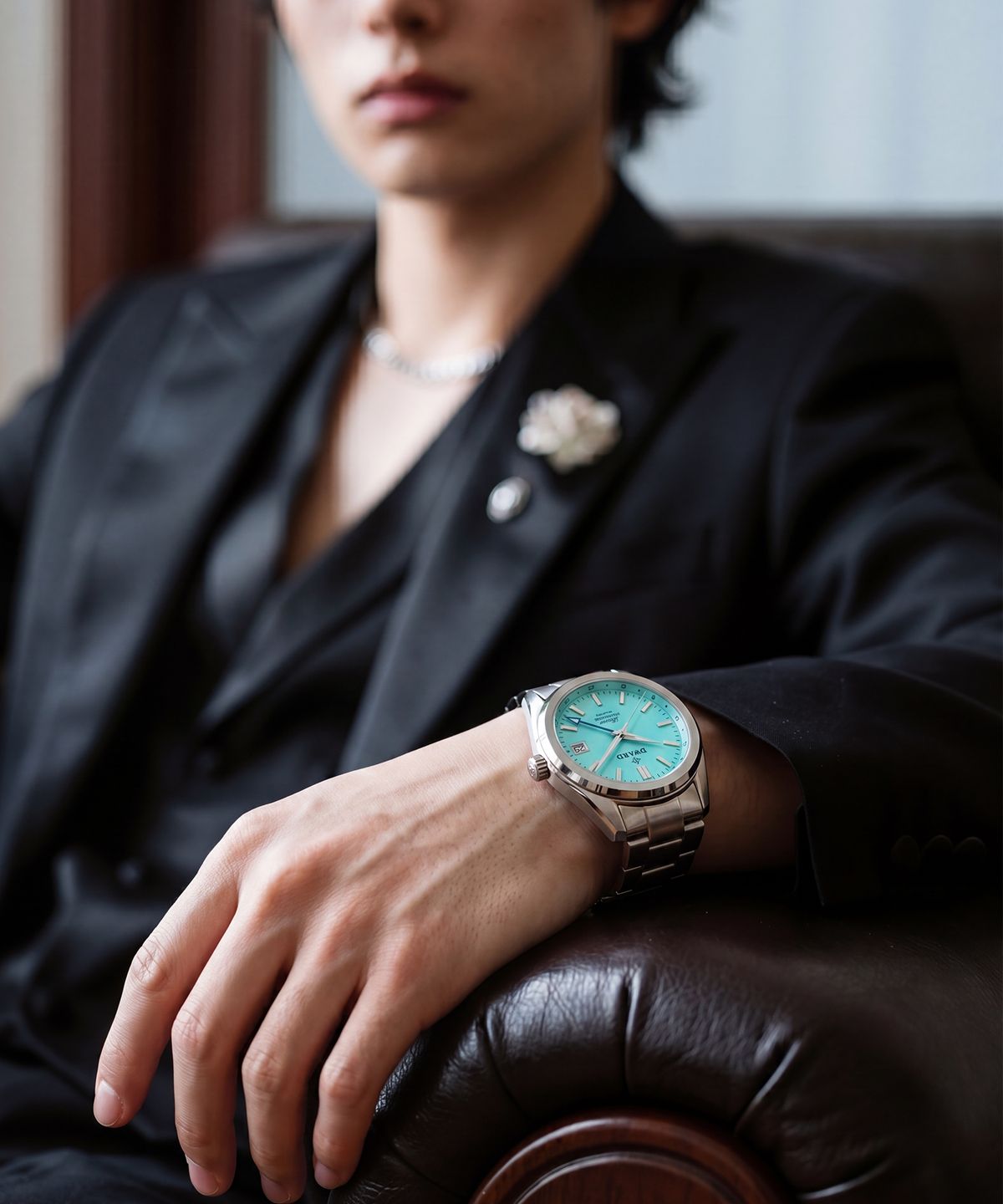 디워드(DWARD) DW-308 GMT ROVER Mint Sky 남자 메탈 오토매틱 손목 시계