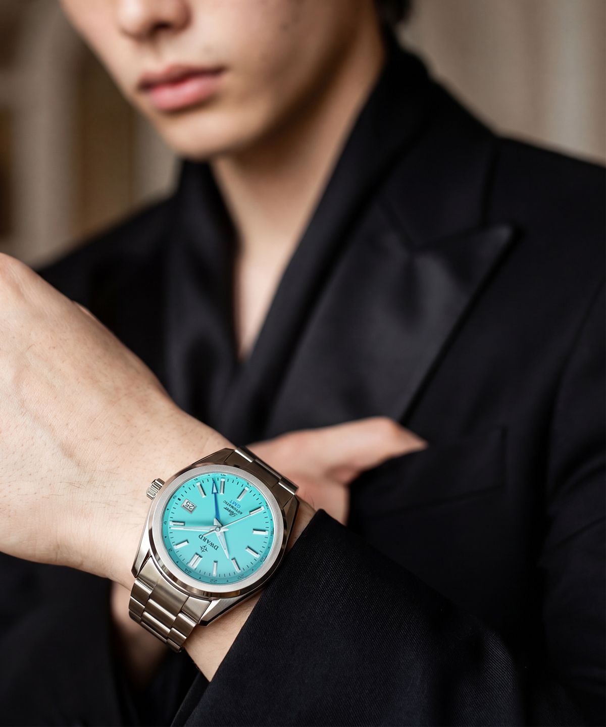 디워드(DWARD) DW-308 GMT ROVER Mint Sky 남자 메탈 오토매틱 손목 시계