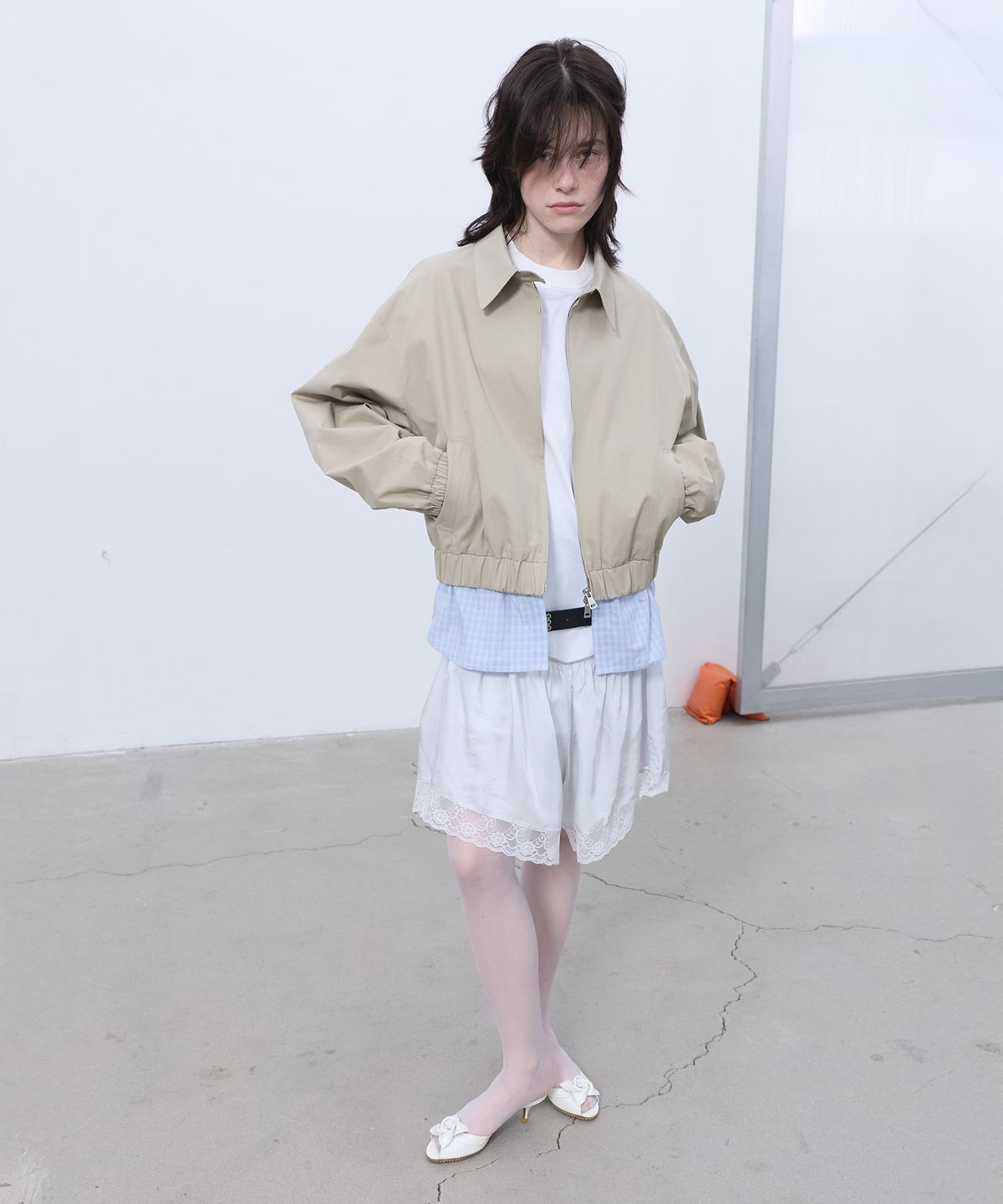 엘씨디씨티엠(LCDC™) CHECK DETAIL BLOUSON JACKET (BEIGE)