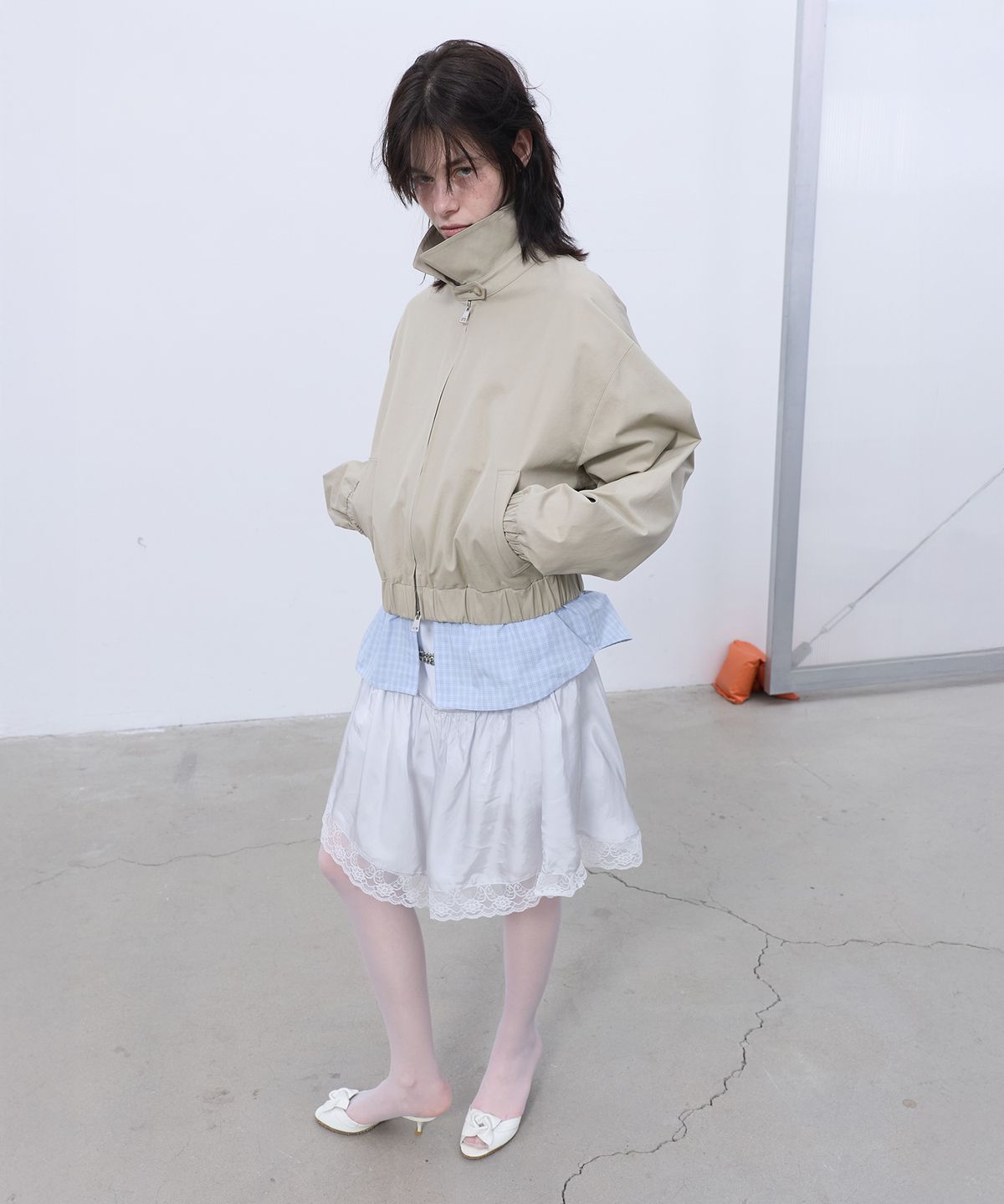 엘씨디씨티엠(LCDC™) CHECK DETAIL BLOUSON JACKET (BEIGE)