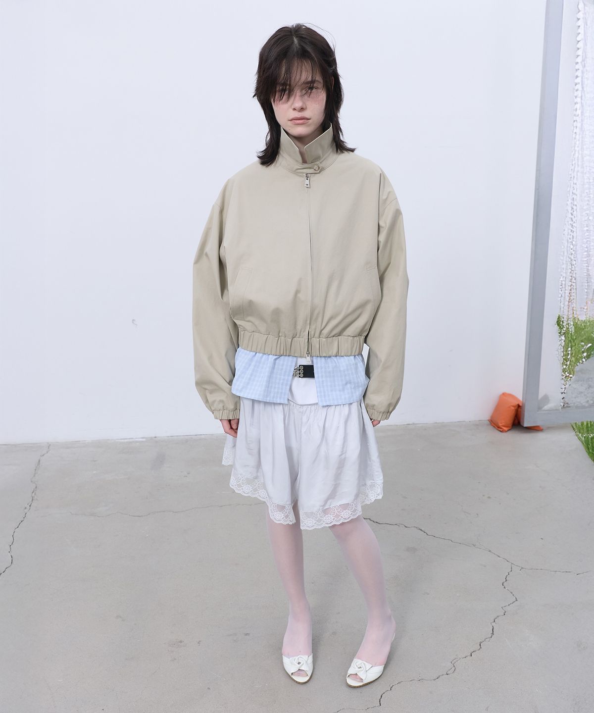 엘씨디씨티엠(LCDC™) CHECK DETAIL BLOUSON JACKET (BEIGE)