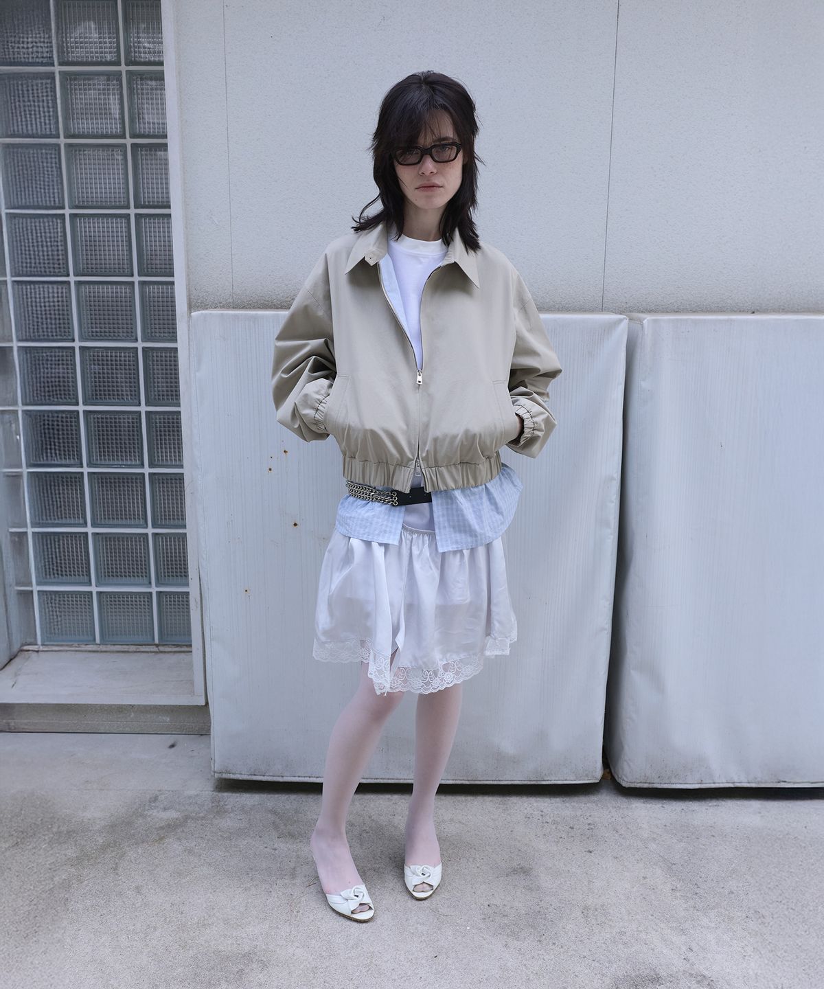 엘씨디씨티엠(LCDC™) CHECK DETAIL BLOUSON JACKET (BEIGE)