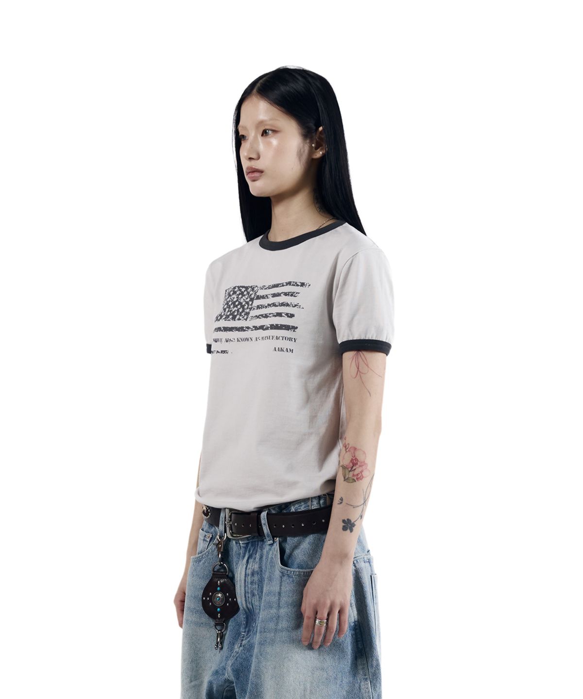 아캄(AAKAM) Star-Spangled Ringer Top (Gray)