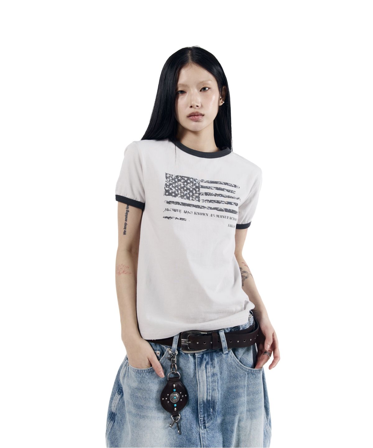 아캄(AAKAM) Star-Spangled Ringer Top (Gray)