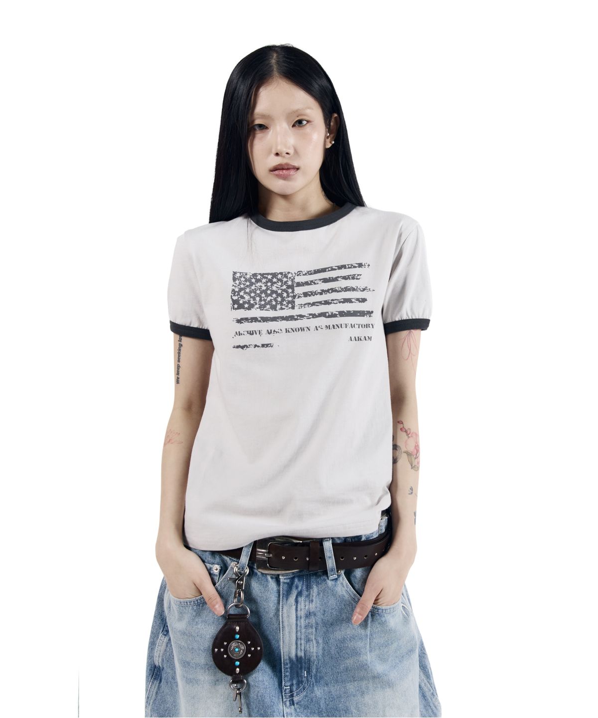 아캄(AAKAM) Star-Spangled Ringer Top (Gray)