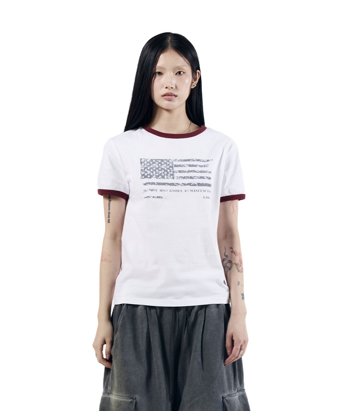 아캄(AAKAM) Star-Spangled Ringer Top (White)