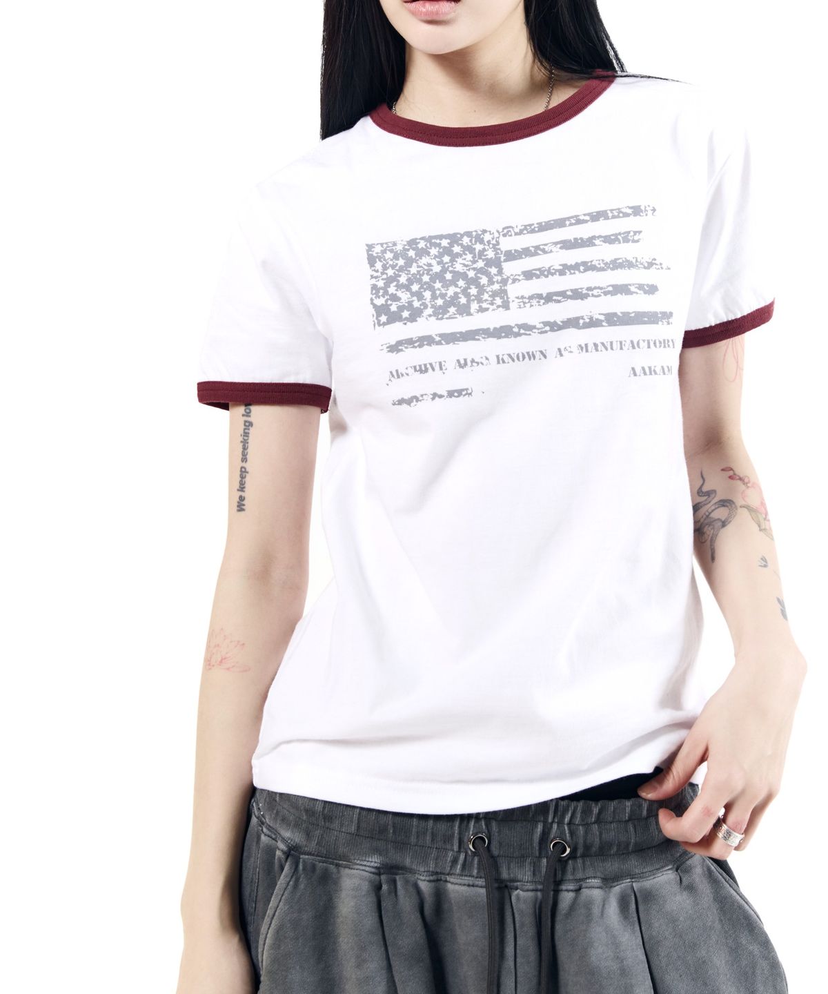 아캄(AAKAM) Star-Spangled Ringer Top (White)