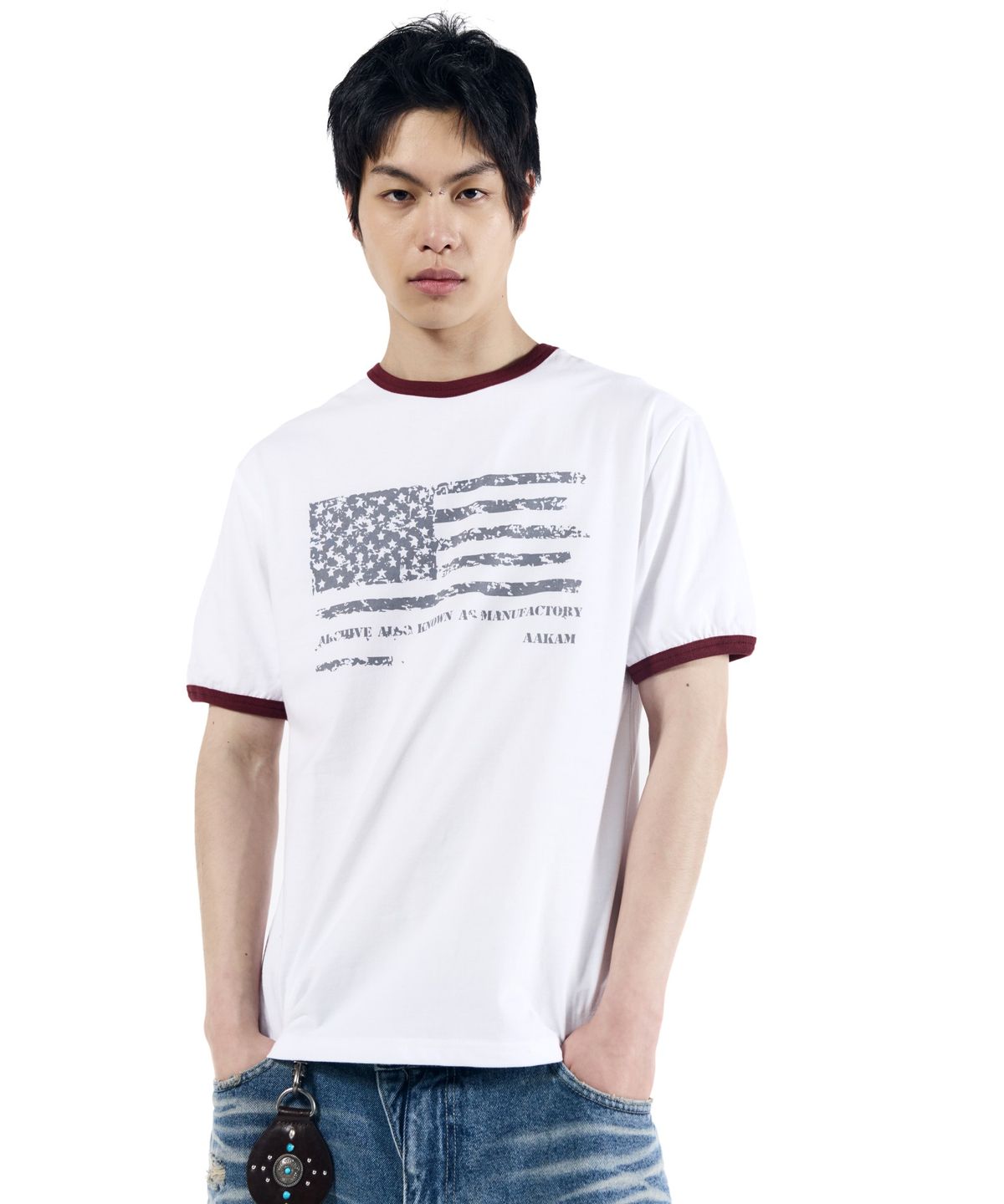 아캄(AAKAM) Star-Spangled Ringer Top (White)