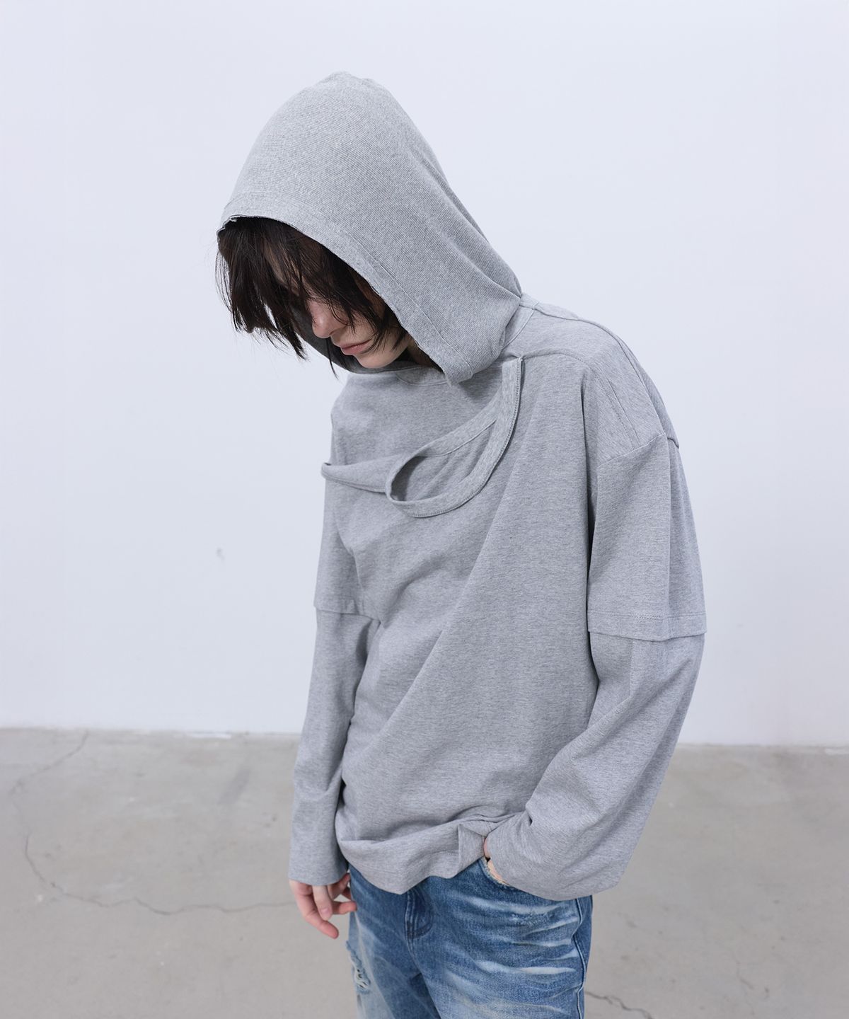 엘씨디씨티엠(LCDC™) HALTERNECK-DETAILED TOP (MELANGE GREY)