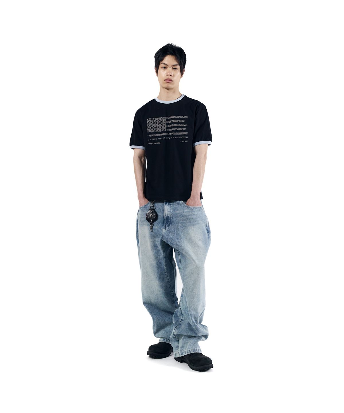 아캄(AAKAM) Star-Spangled Ringer Top (Black)