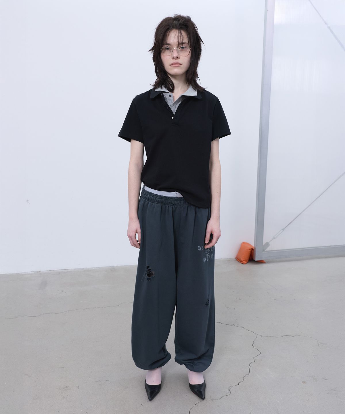 엘씨디씨티엠(LCDC™) DOUBLE-COLLAR POLO TOP (BLACK)