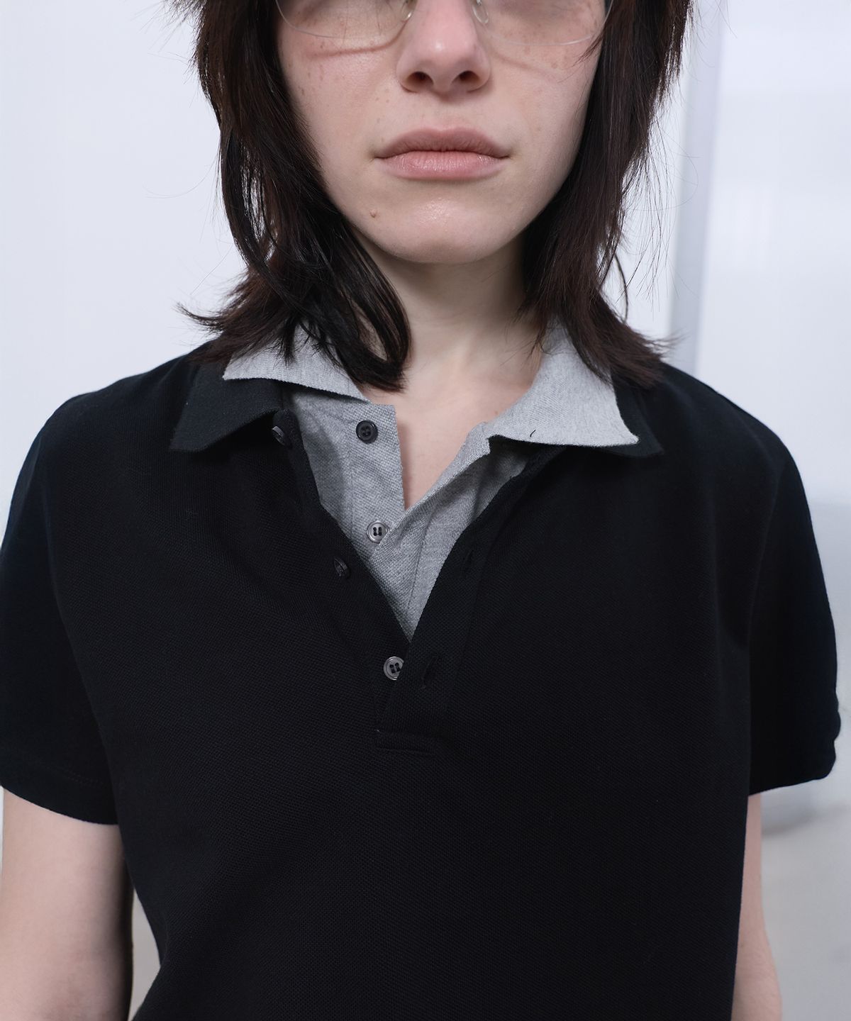 엘씨디씨티엠(LCDC™) DOUBLE-COLLAR POLO TOP (BLACK)