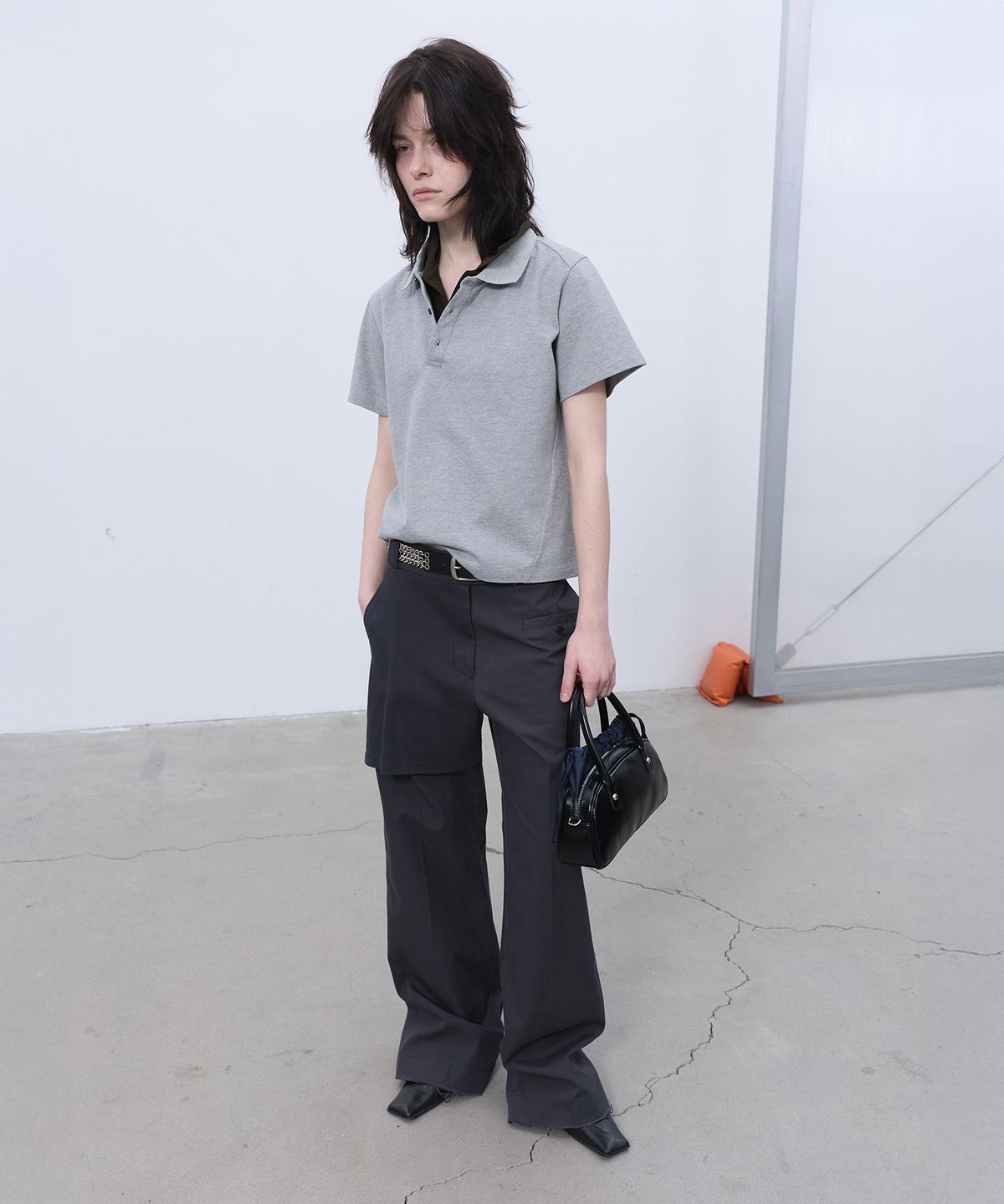 엘씨디씨티엠(LCDC™) DOUBLE-COLLAR POLO TOP (MELANGE GREY)