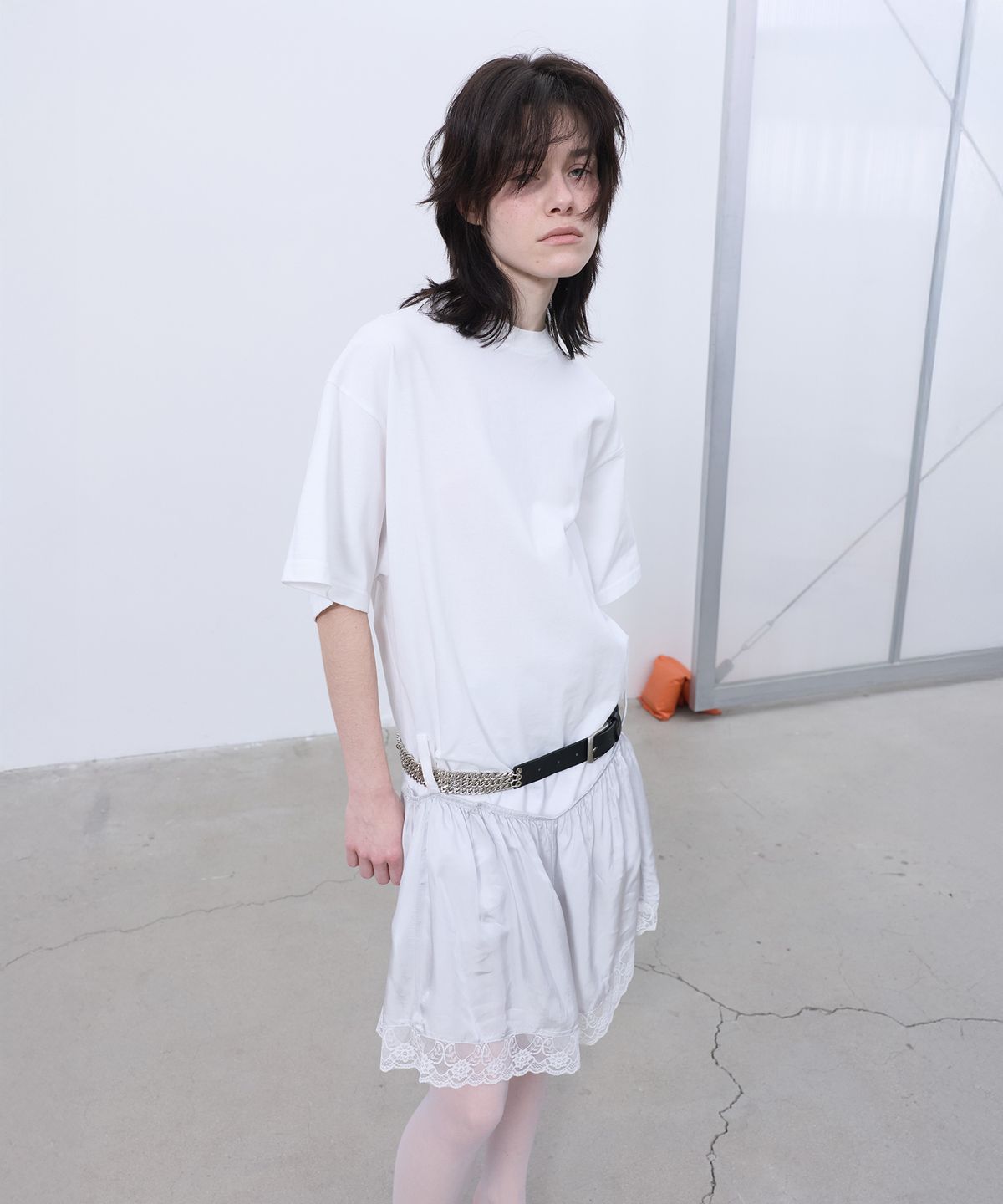 엘씨디씨티엠(LCDC™) LACE TRIM JERSEY DRESS (WHITE)
