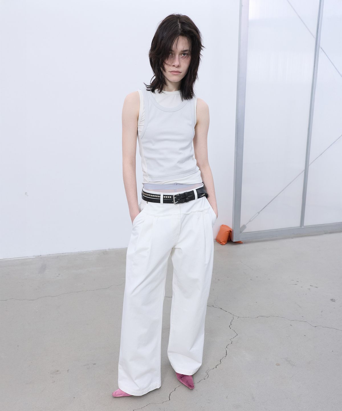 엘씨디씨티엠(LCDC™) FRAYED LINE DETAIL PANTS (WHITE)