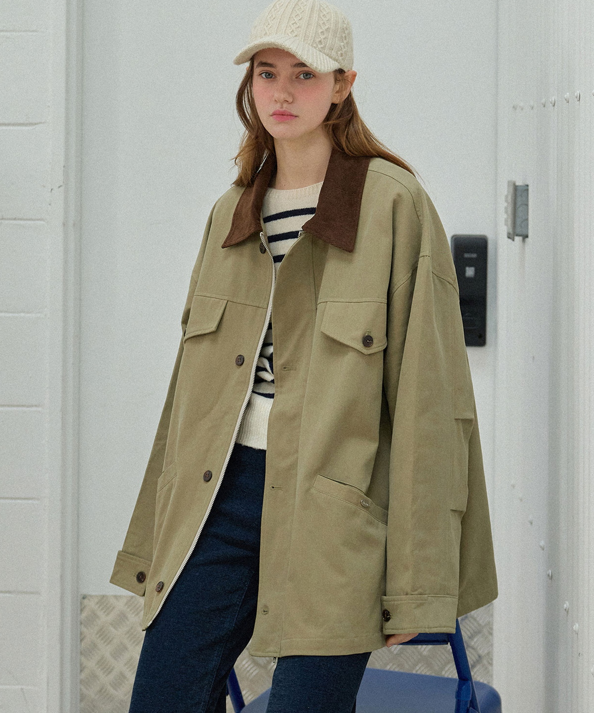슬로우롤리(SLOWLOLLI) Out pocket work jacket_2 Colors