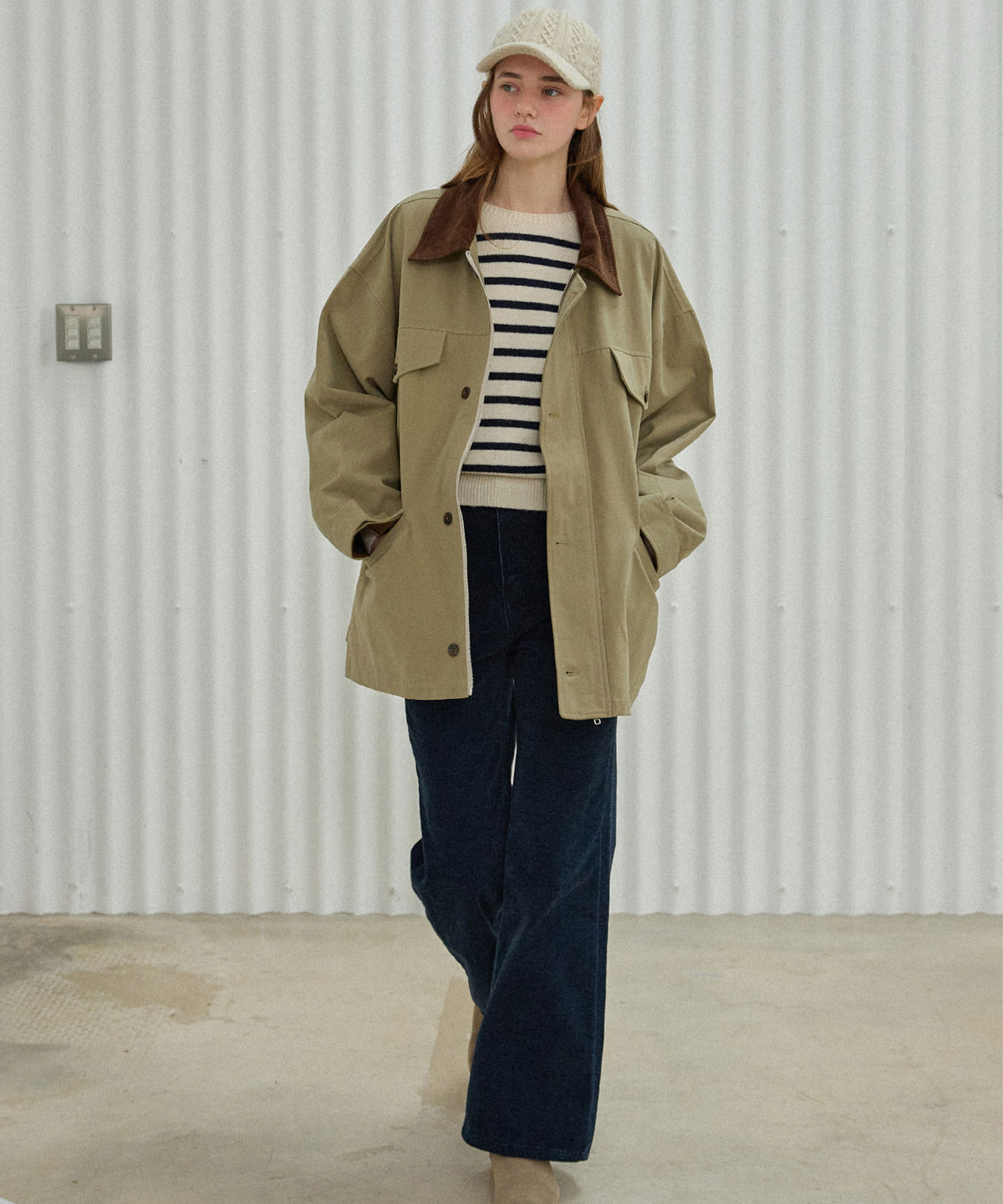 슬로우롤리(SLOWLOLLI) Out pocket work jacket_2 Colors