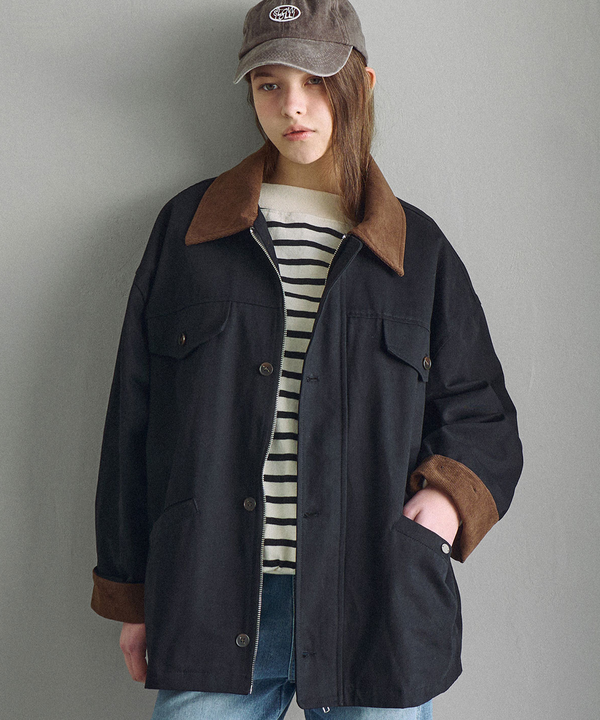 슬로우롤리(SLOWLOLLI) Out pocket work jacket_2 Colors