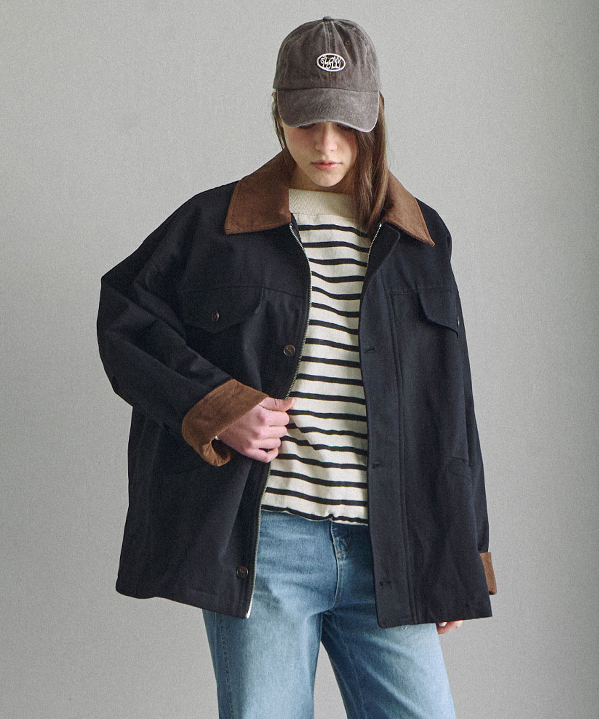 슬로우롤리(SLOWLOLLI) Out pocket work jacket_2 Colors