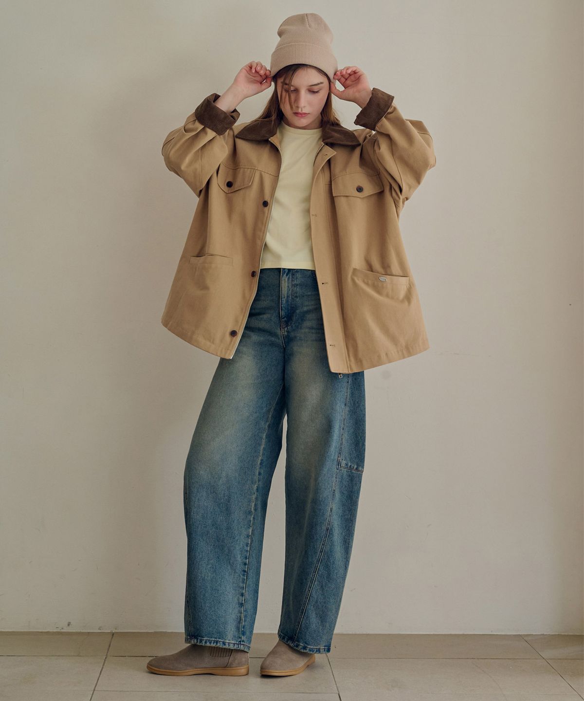슬로우롤리(SLOWLOLLI) Out pocket work jacket_3 Colors