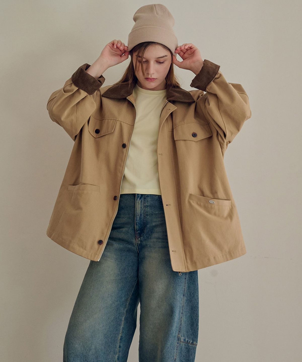 슬로우롤리(SLOWLOLLI) Out pocket work jacket_3 Colors