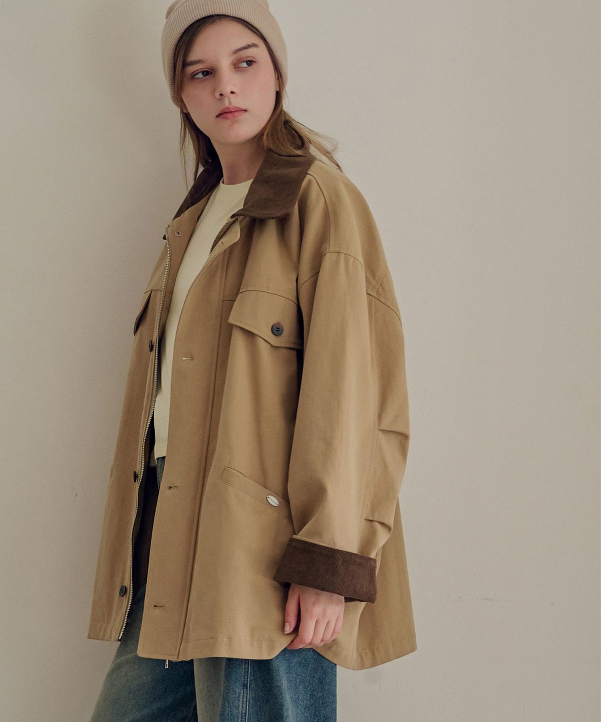 슬로우롤리(SLOWLOLLI) Out pocket work jacket_3 Colors