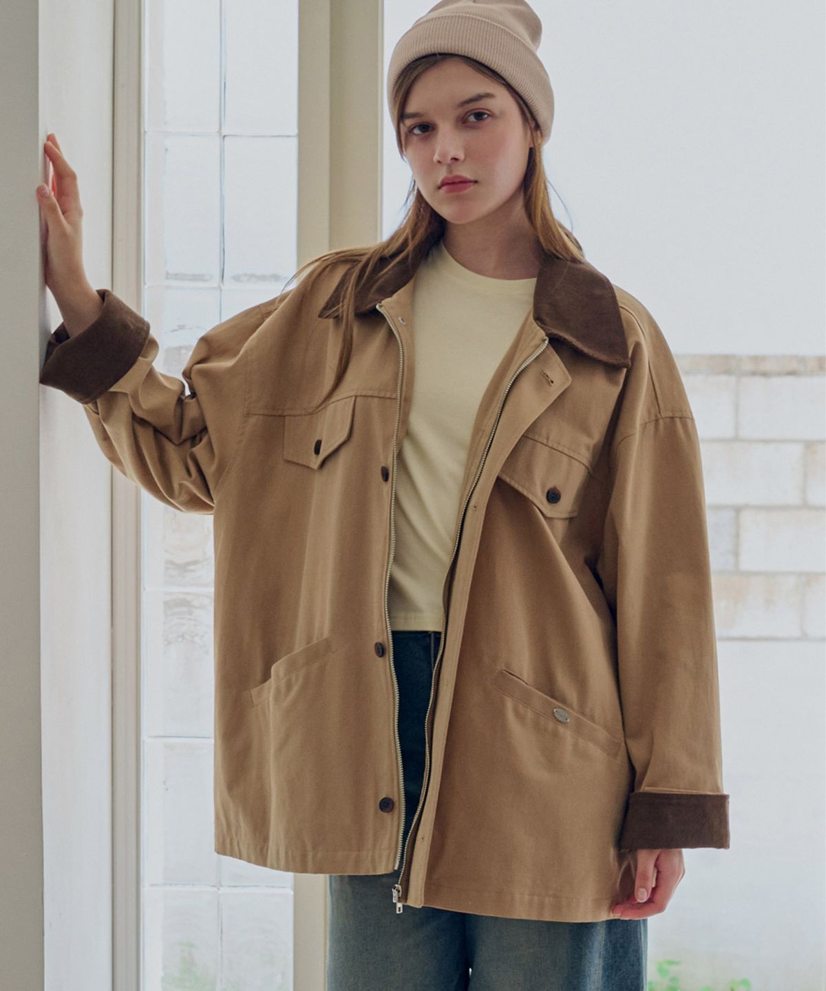 슬로우롤리(SLOWLOLLI) Out pocket work jacket_3 Colors
