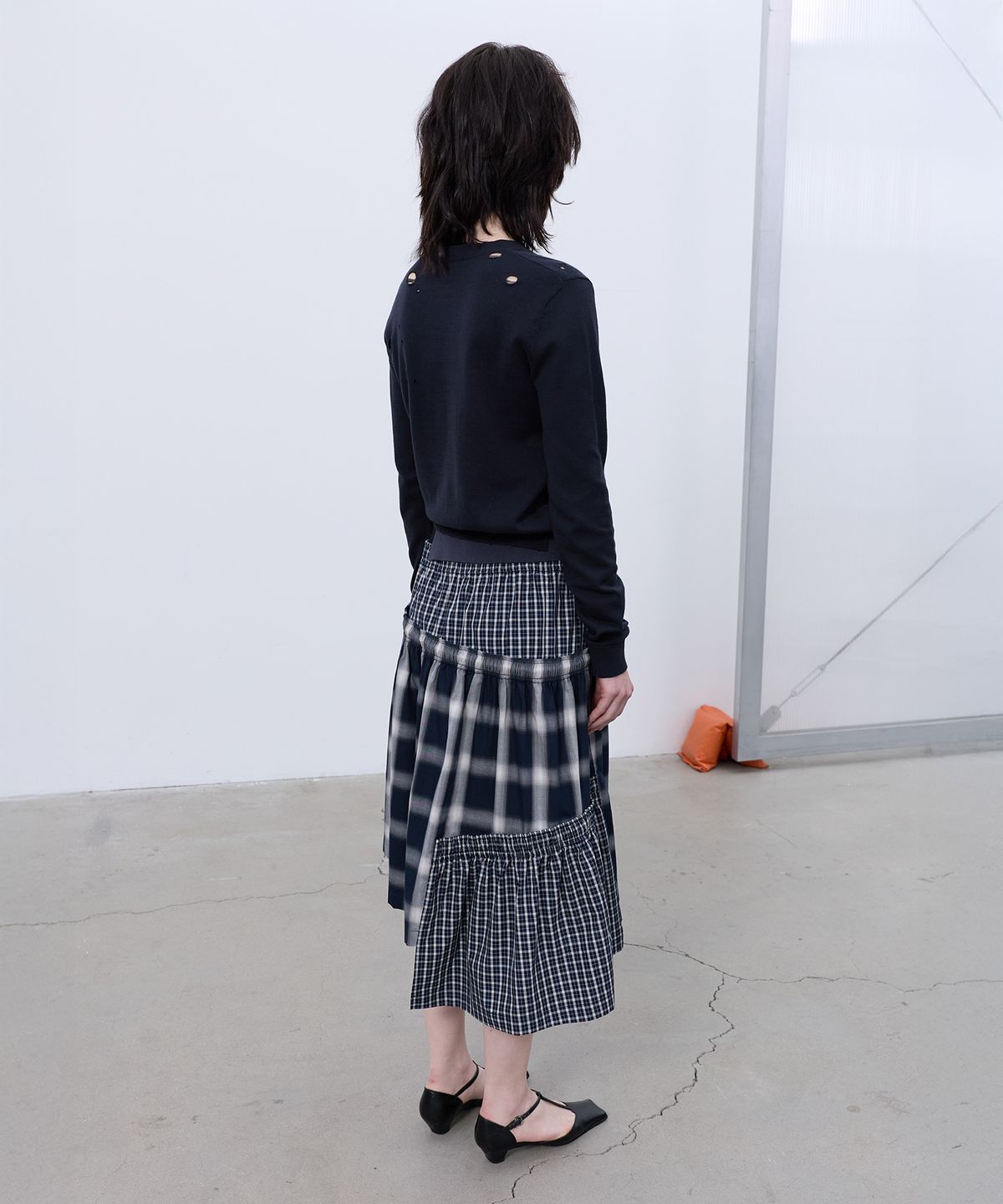 엘씨디씨티엠(LCDC™) NAVY CHECKMIX FRILL SKIRT (NAVY)