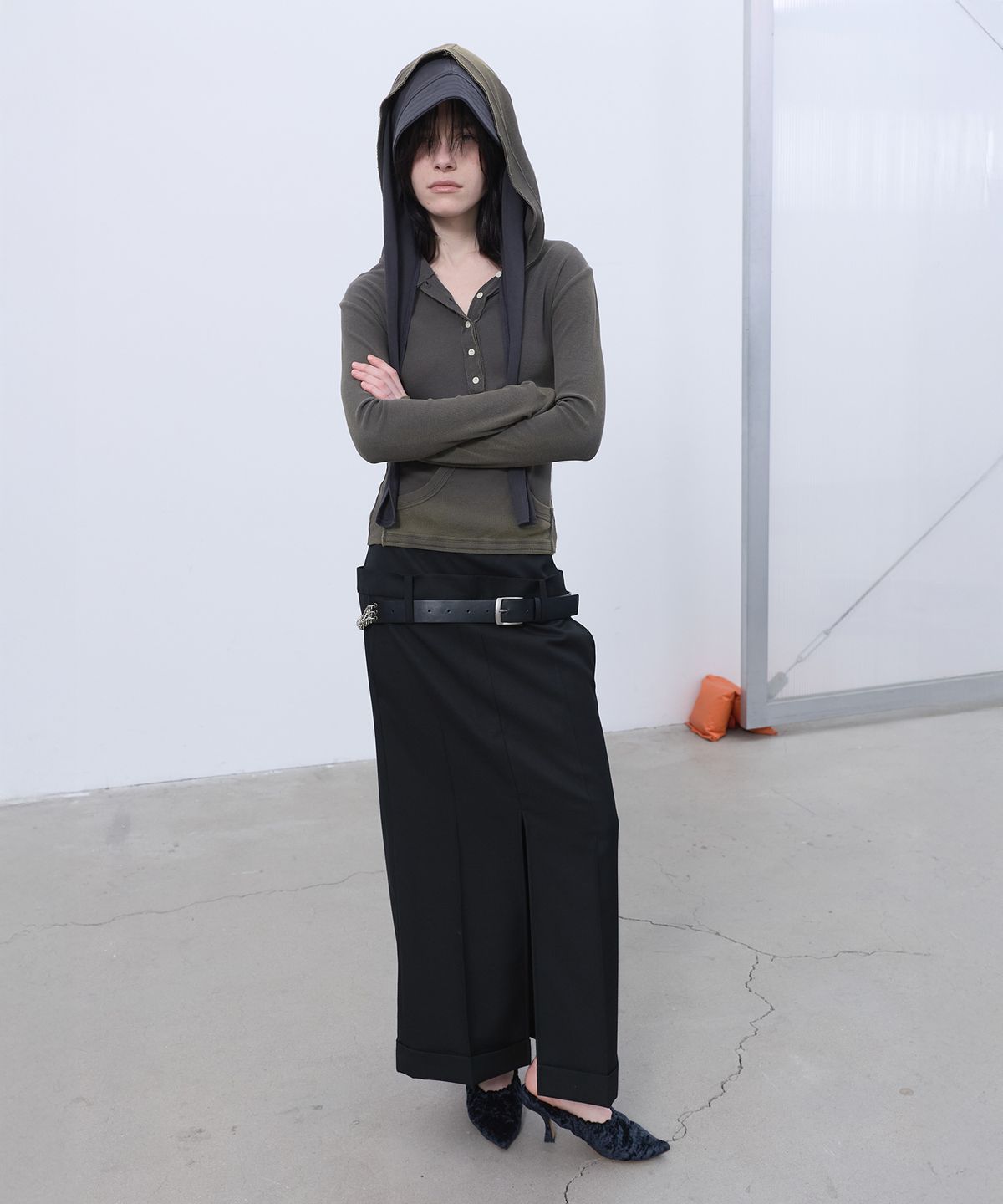 엘씨디씨티엠(LCDC™) DOUBLE WAIST TAILORED SKIRT (BLACK)