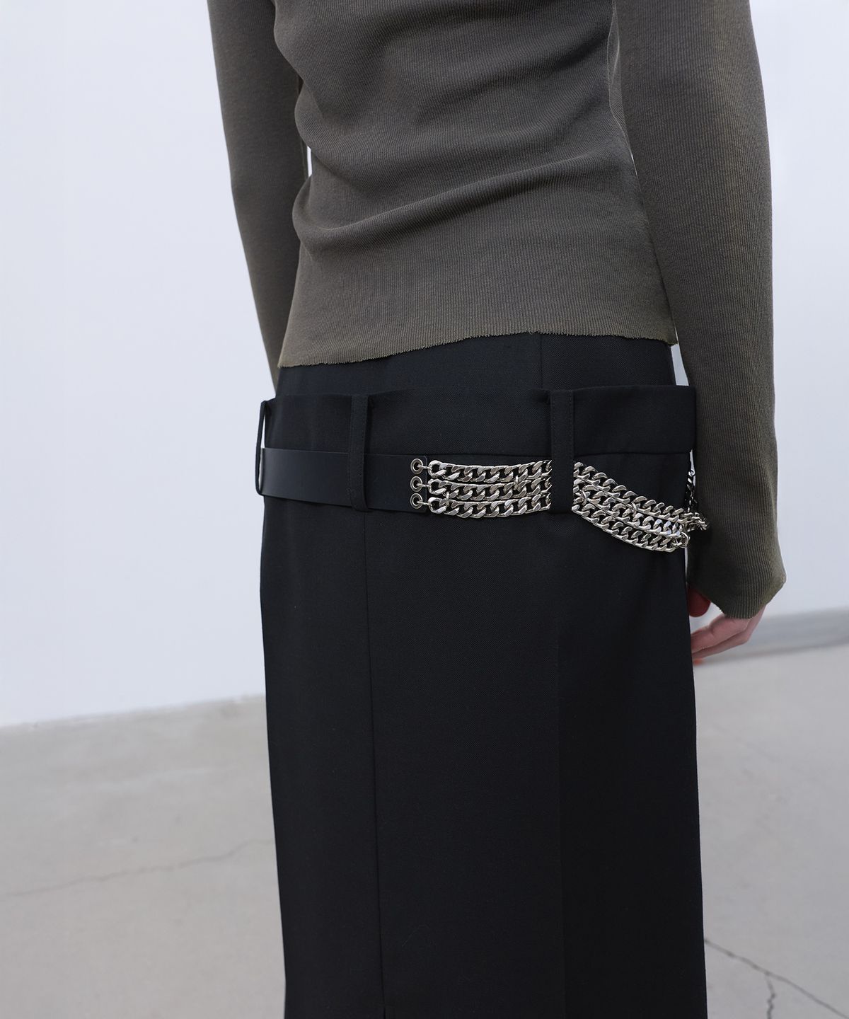 엘씨디씨티엠(LCDC™) DOUBLE WAIST TAILORED SKIRT (BLACK)