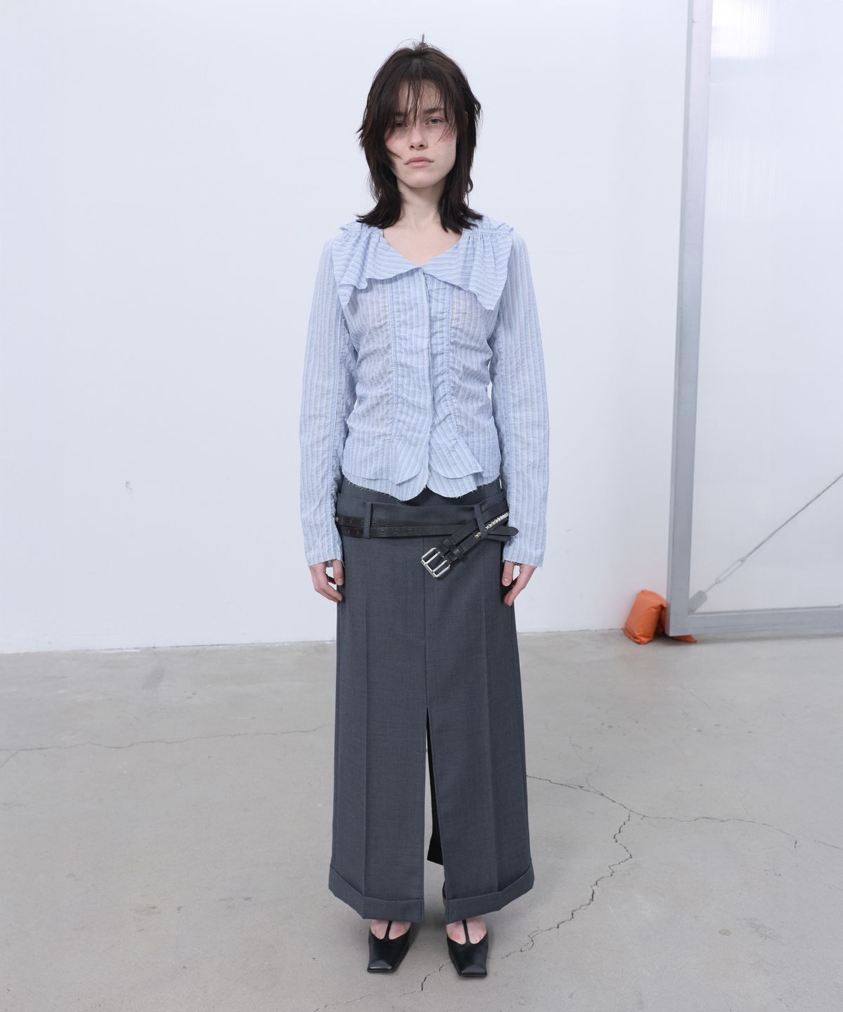 엘씨디씨티엠(LCDC™) DOUBLE WAIST TAILORED SKIRT (MELANGE GREY)