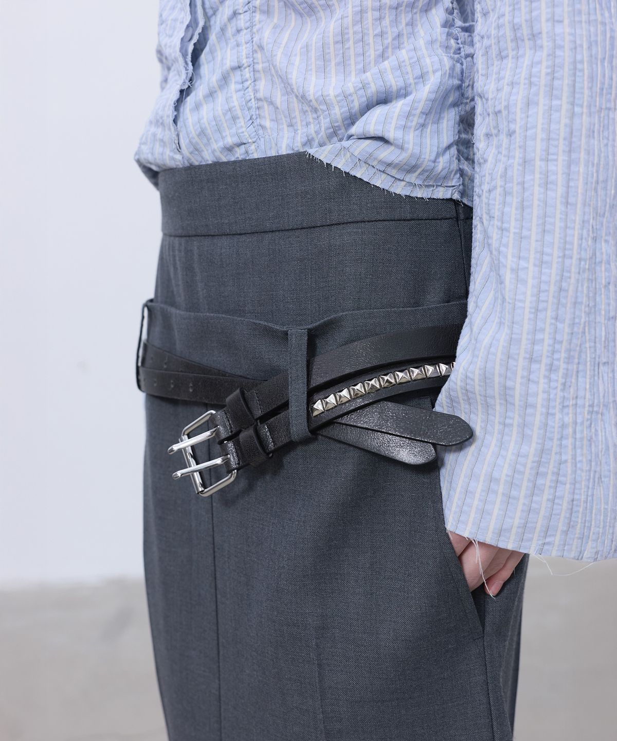 엘씨디씨티엠(LCDC™) DOUBLE WAIST TAILORED SKIRT (MELANGE GREY)
