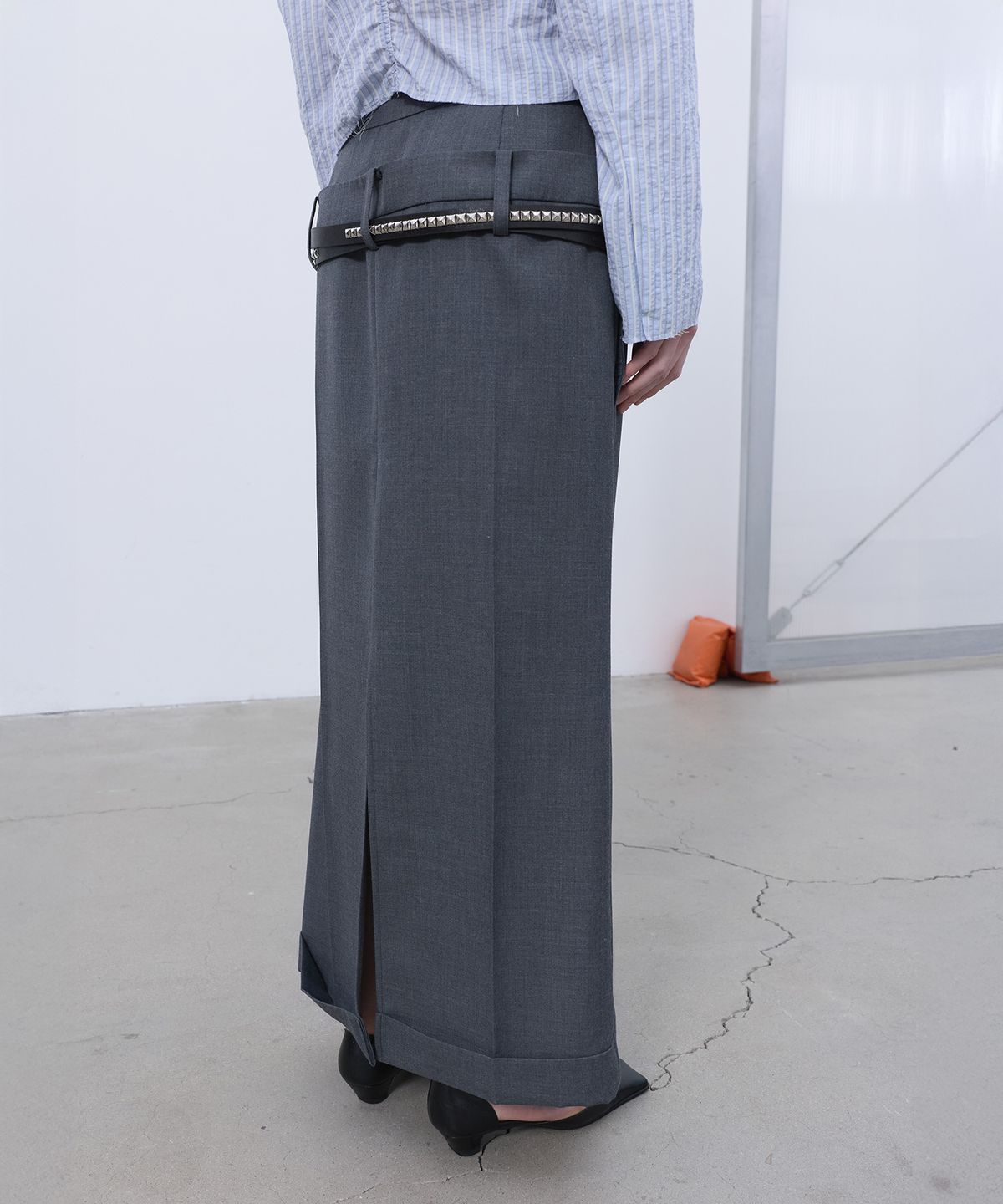 엘씨디씨티엠(LCDC™) DOUBLE WAIST TAILORED SKIRT (MELANGE GREY)