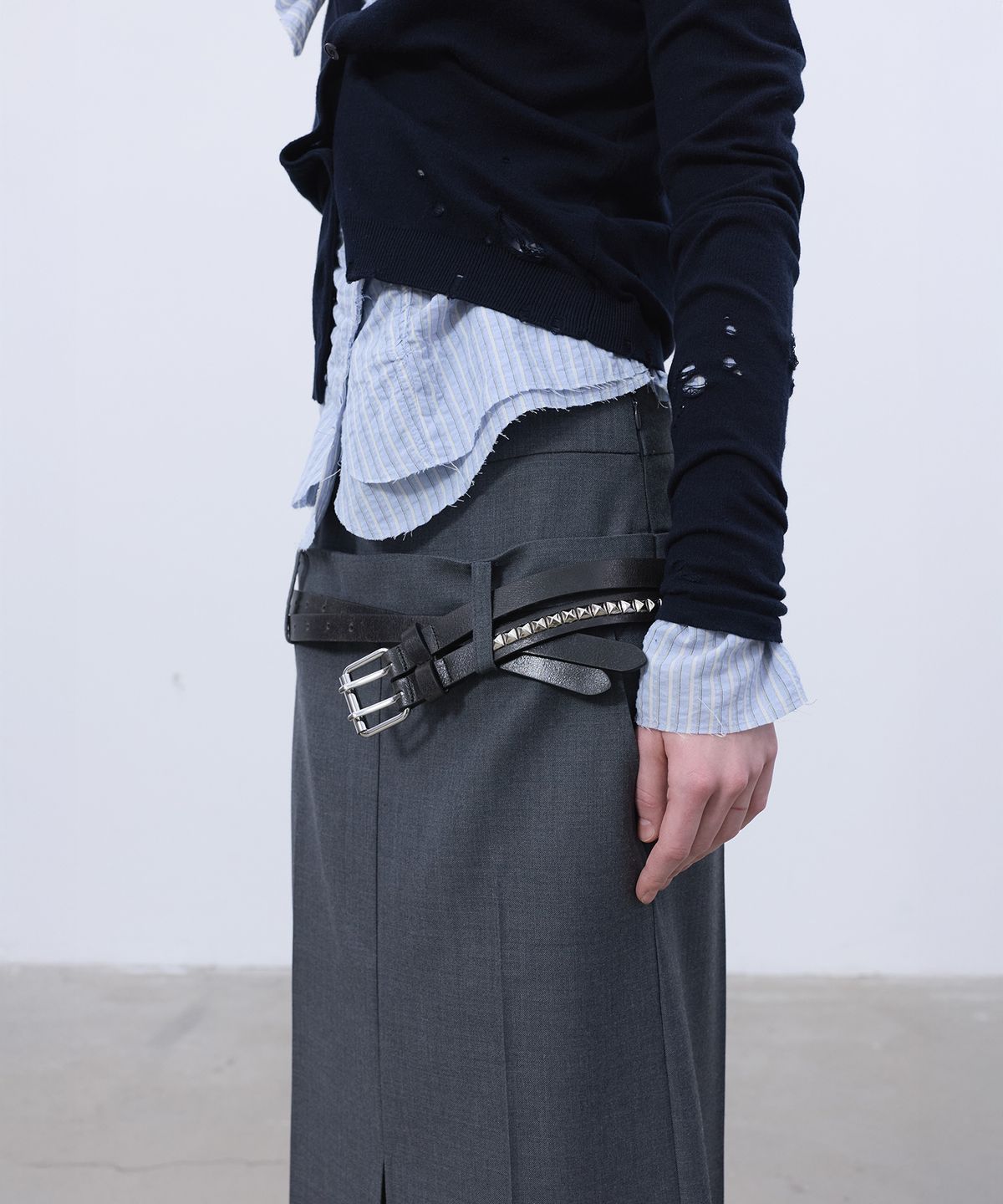 엘씨디씨티엠(LCDC™) DOUBLE WAIST TAILORED SKIRT (MELANGE GREY)
