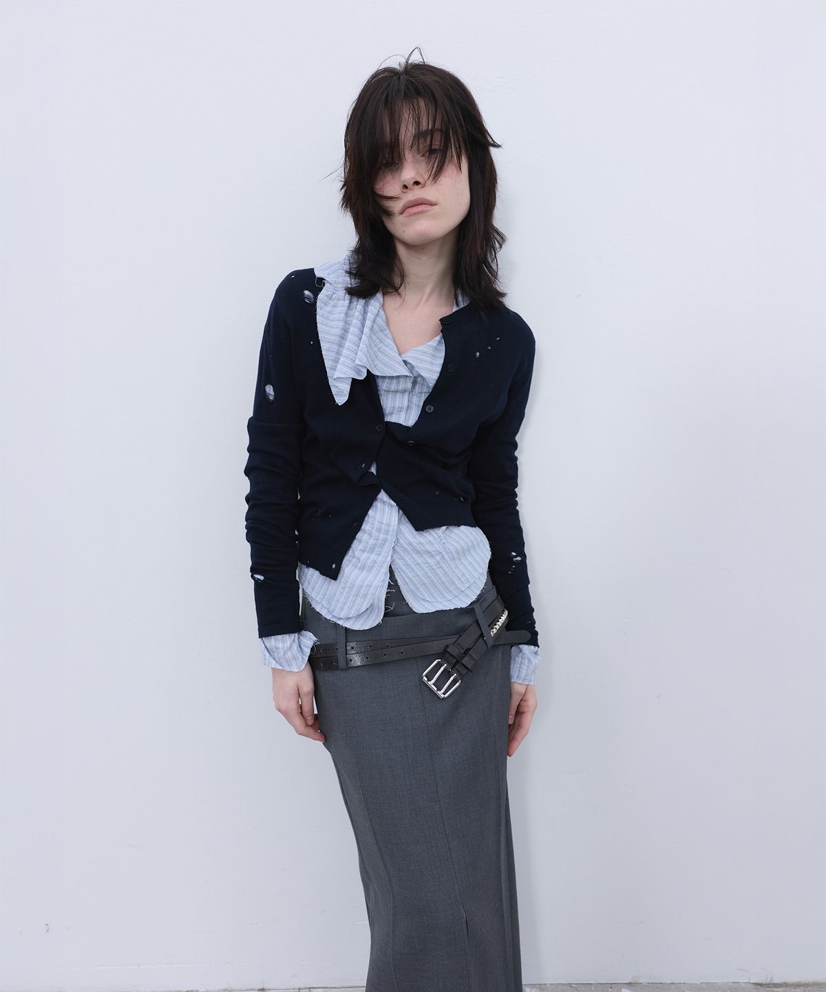 엘씨디씨티엠(LCDC™) DOUBLE WAIST TAILORED SKIRT (MELANGE GREY)