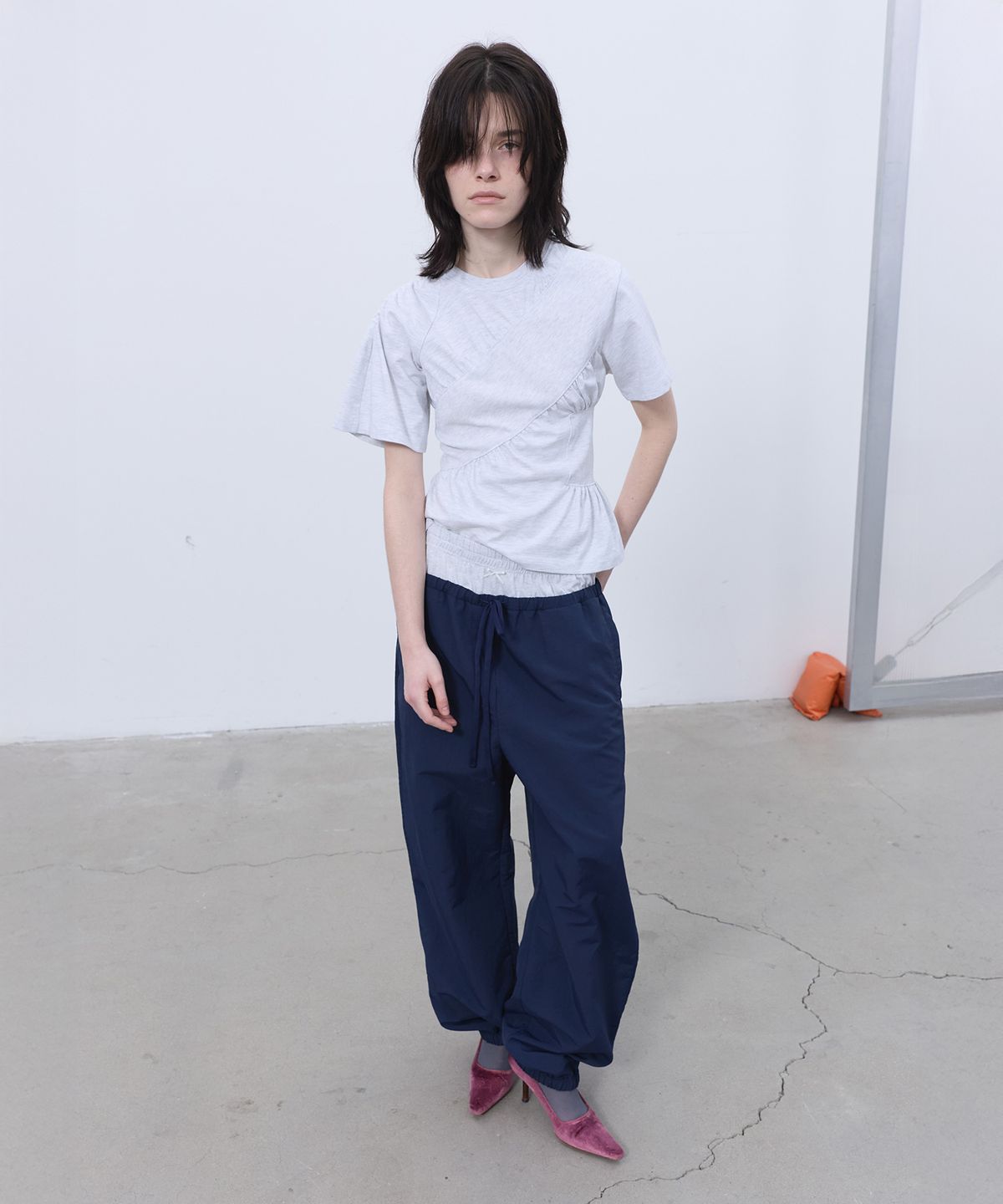 엘씨디씨티엠(LCDC™) SHIRRING T-SHIRT (LIGHT GREY)