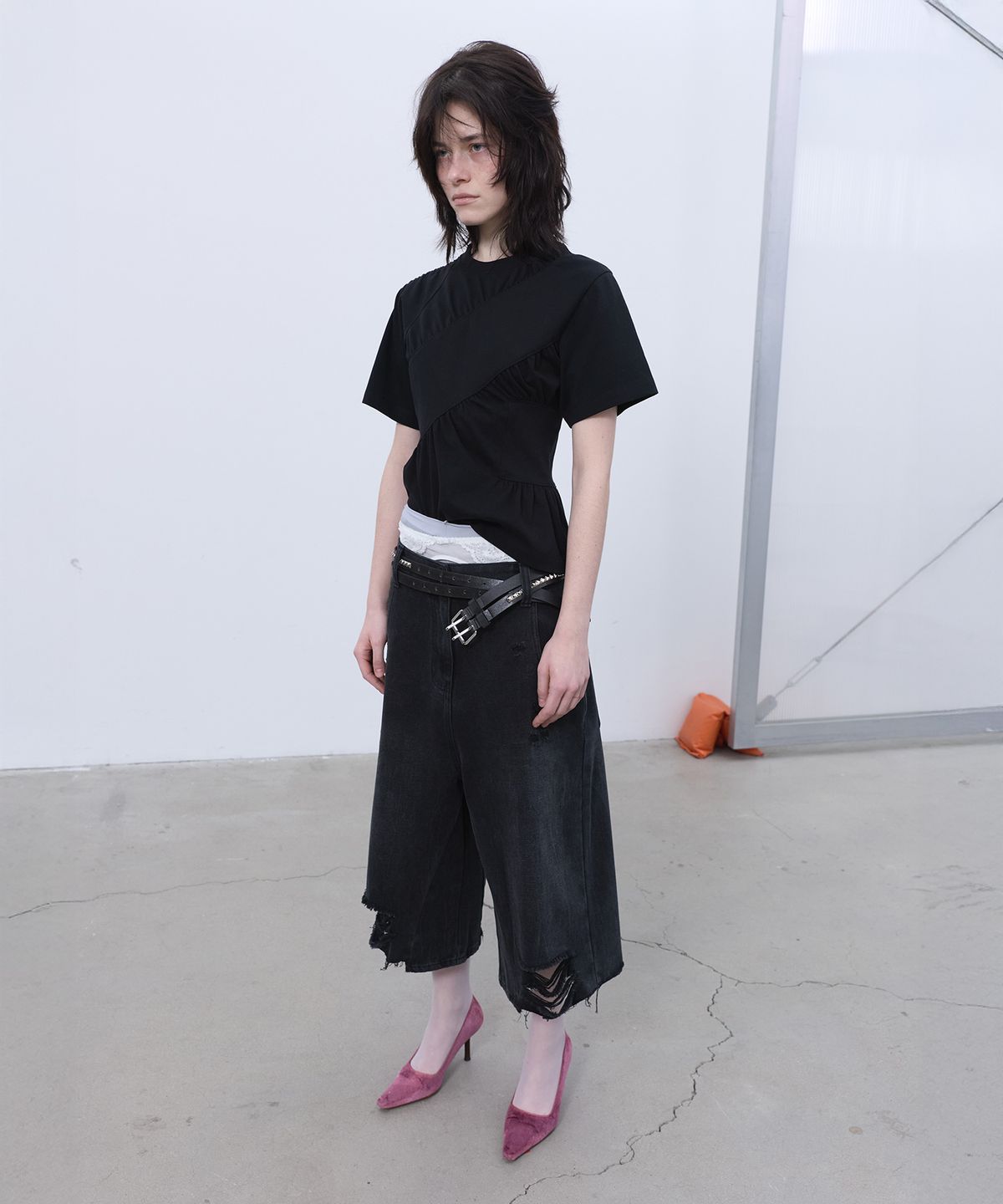 엘씨디씨티엠(LCDC™) SHIRRING T-SHIRT (BLACK)