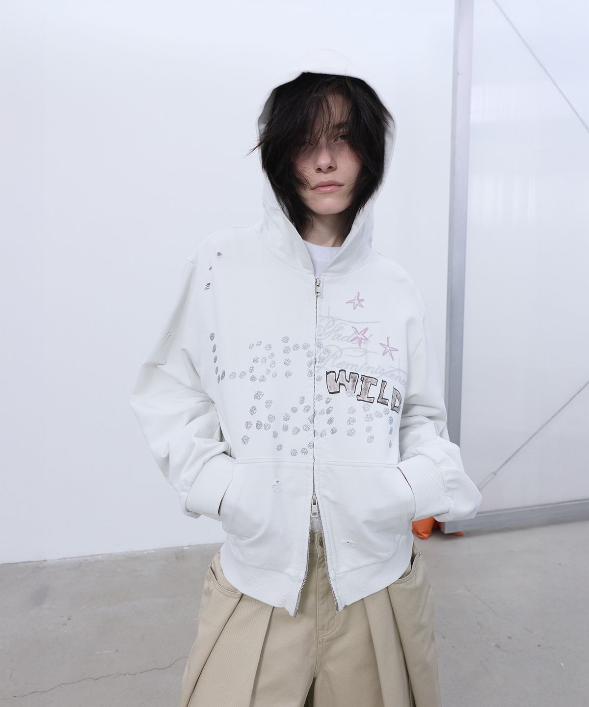 엘씨디씨티엠(LCDC™) PRINTED HOOD ZIP-UP (LIGHT BEIGE)