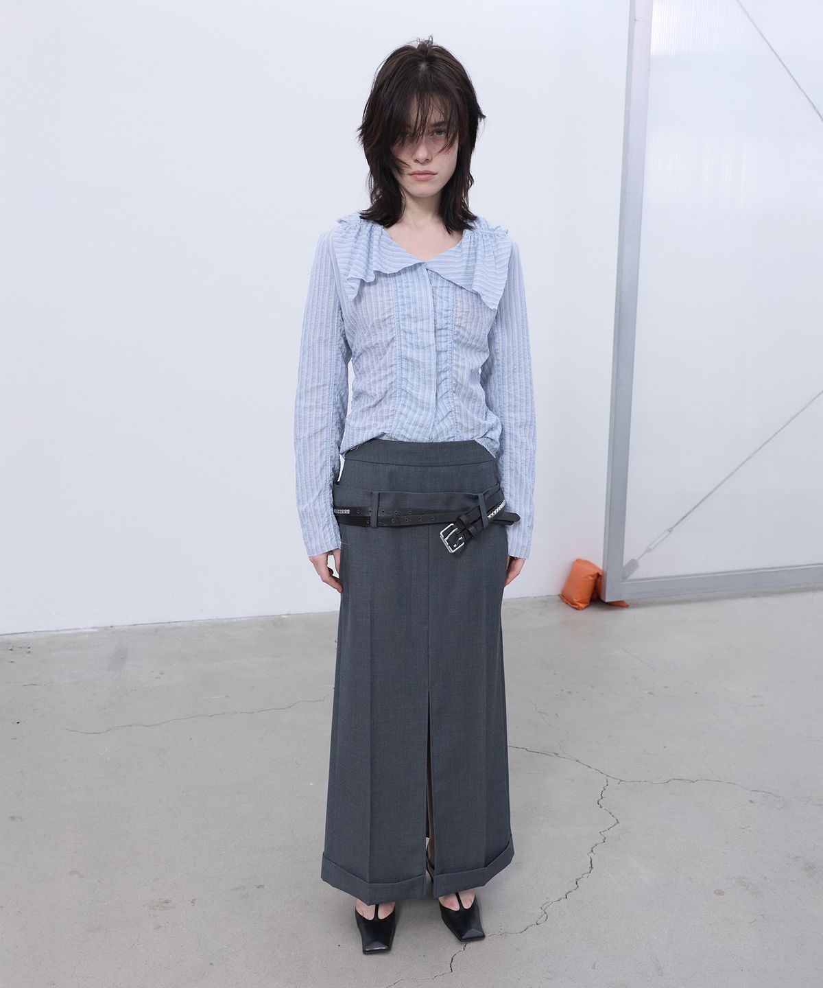 엘씨디씨티엠(LCDC™) NEW VOLUME SHIRRING BLOUSE (SKY BLUE)