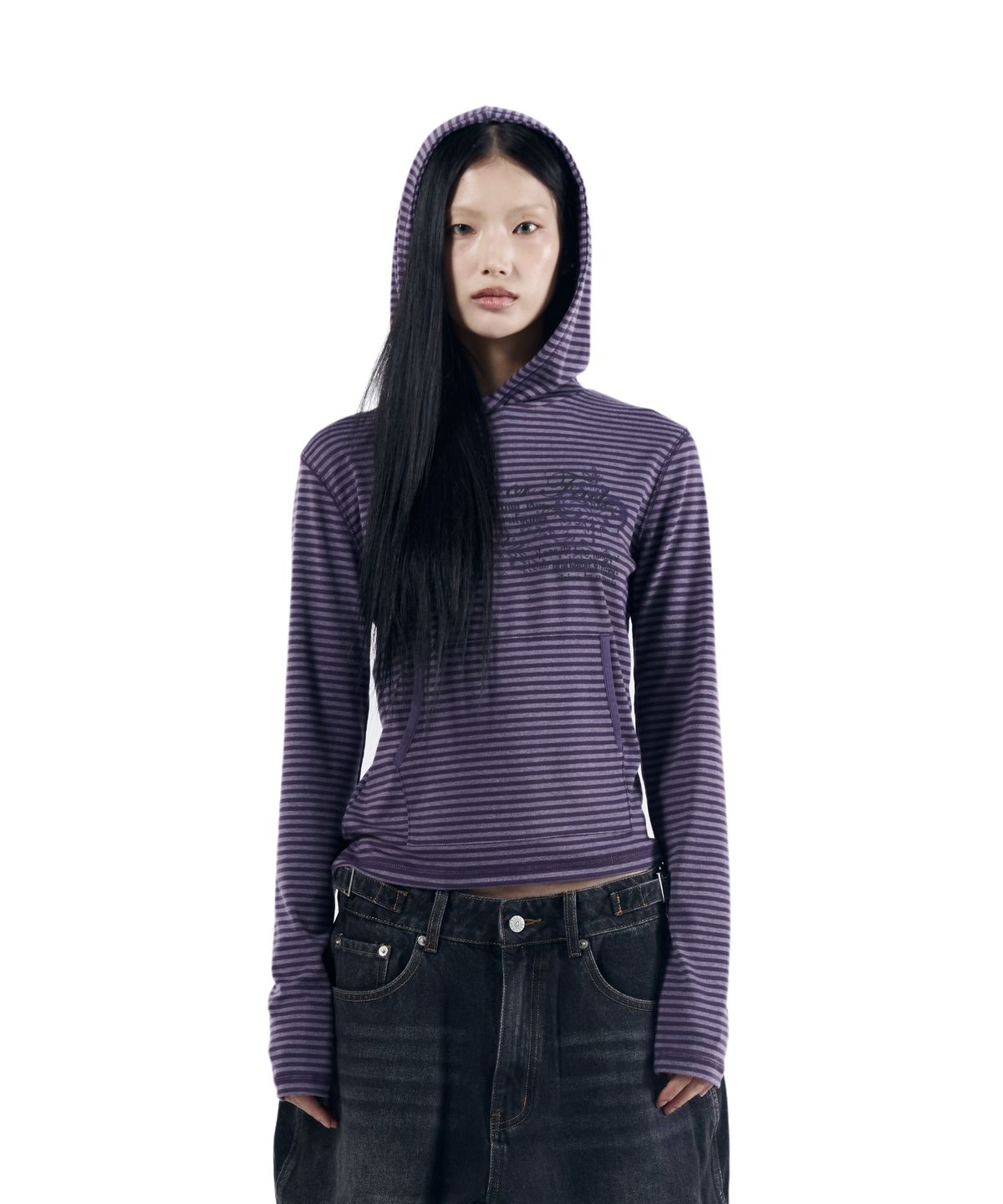 아캄(AAKAM) Linear Pattern Hooded Long Sleeve (Purple)