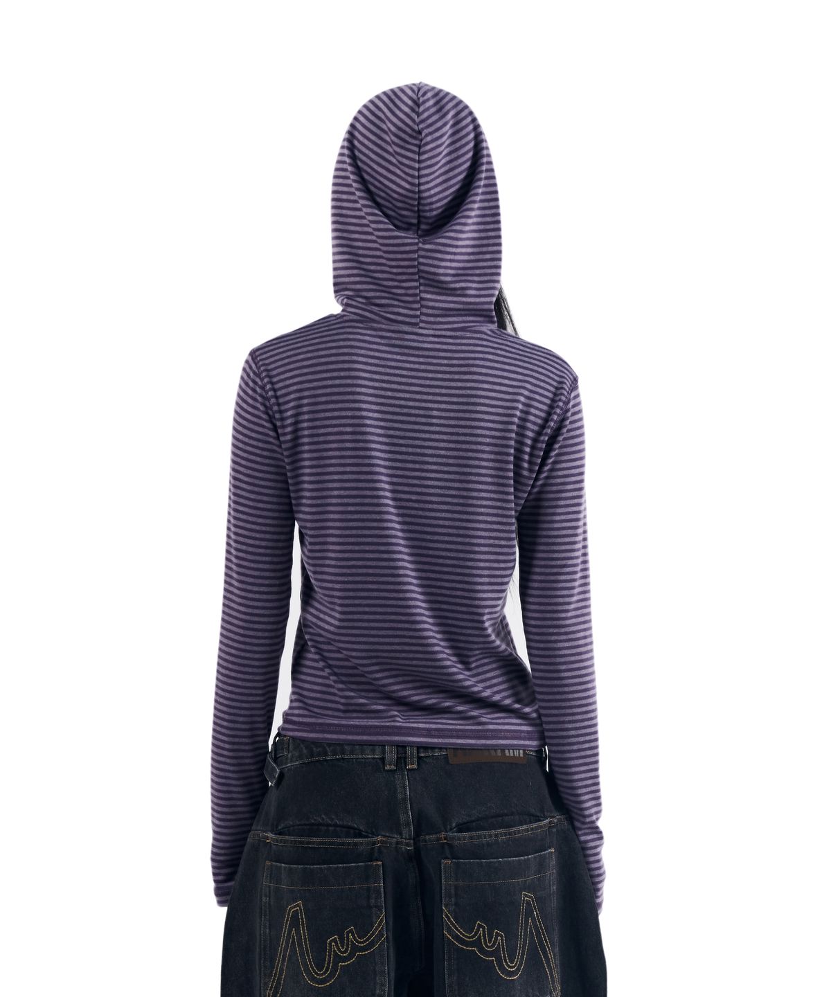 아캄(AAKAM) Linear Pattern Hooded Long Sleeve (Purple)