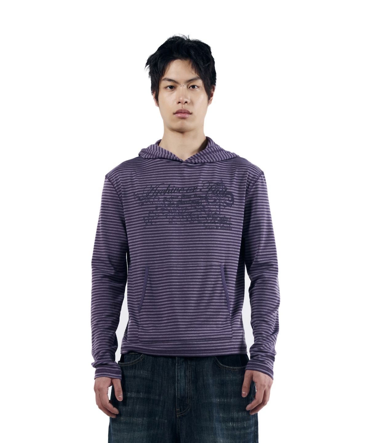 아캄(AAKAM) Linear Pattern Hooded Long Sleeve (Purple)