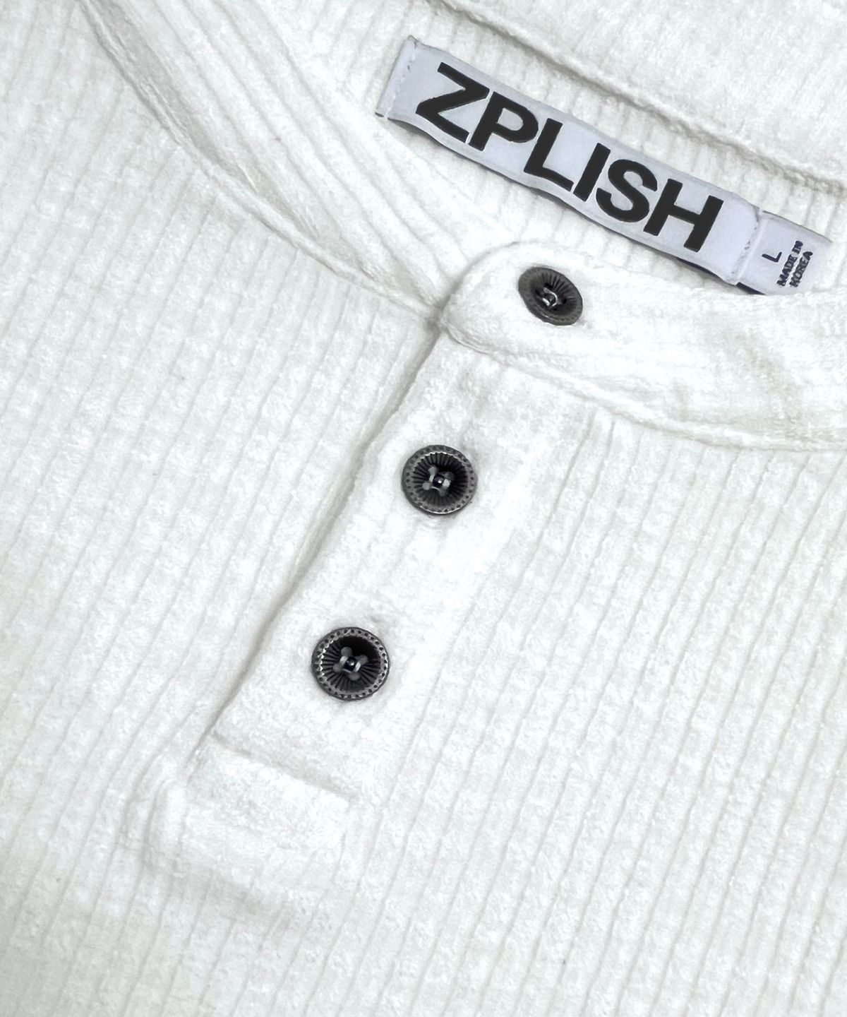 지플리시(ZPLISH) RIBBED 핑거홀 헨리넥 화이트