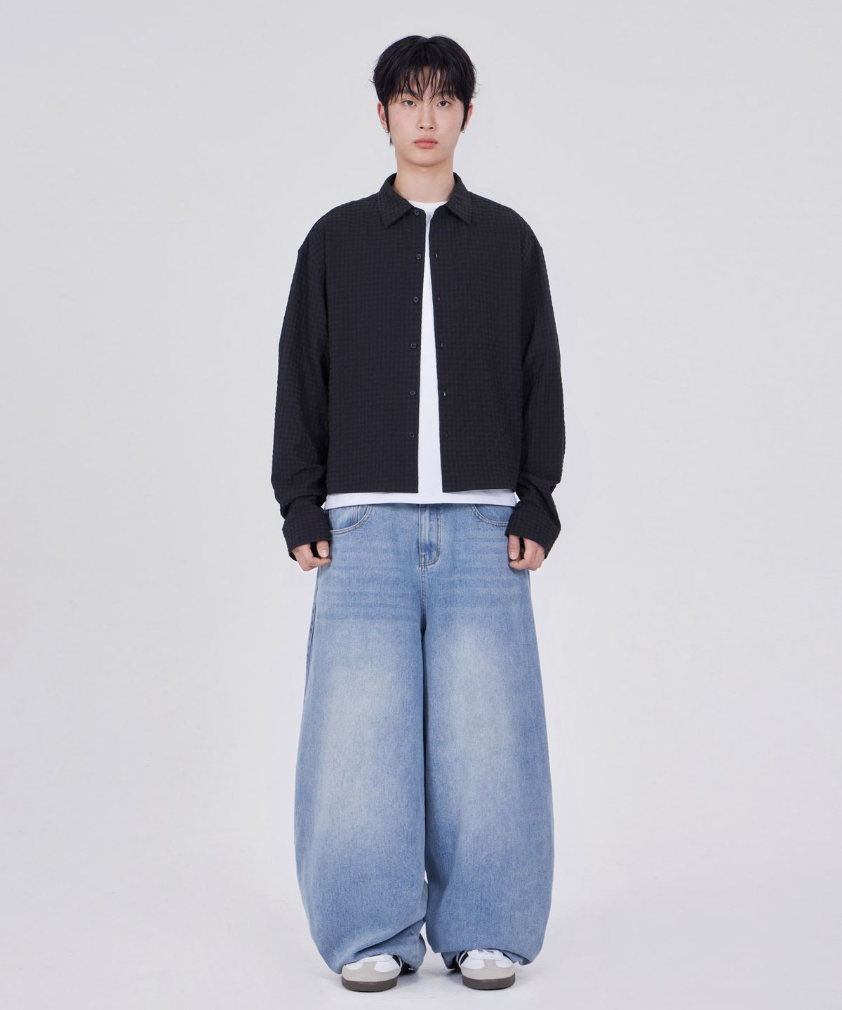 굿라이프웍스(GLW) 워시드 벌룬 데님 팬츠 블루